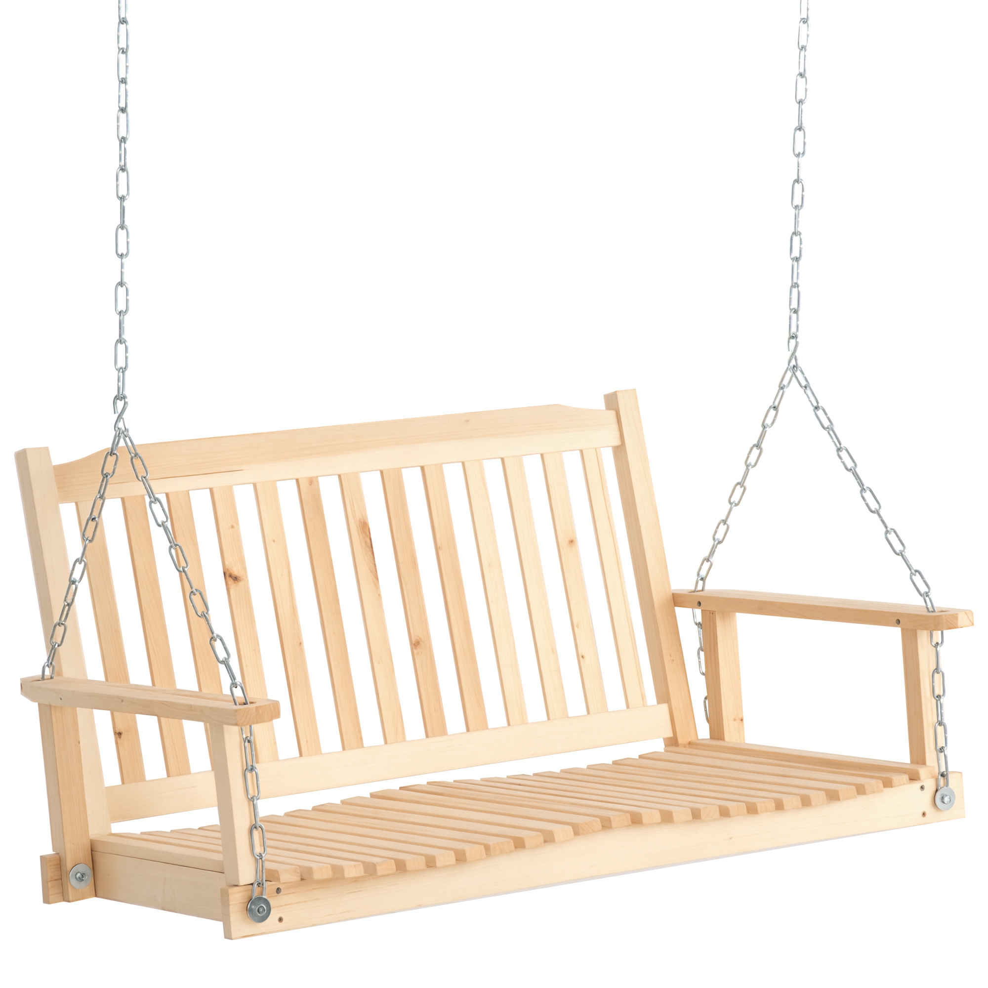 Gartenschaukel für 2 Personen Schaukelbank Hängebank Massivholz Patio Terrasse Hinterhof Natur 117 x 69 x 60 cm