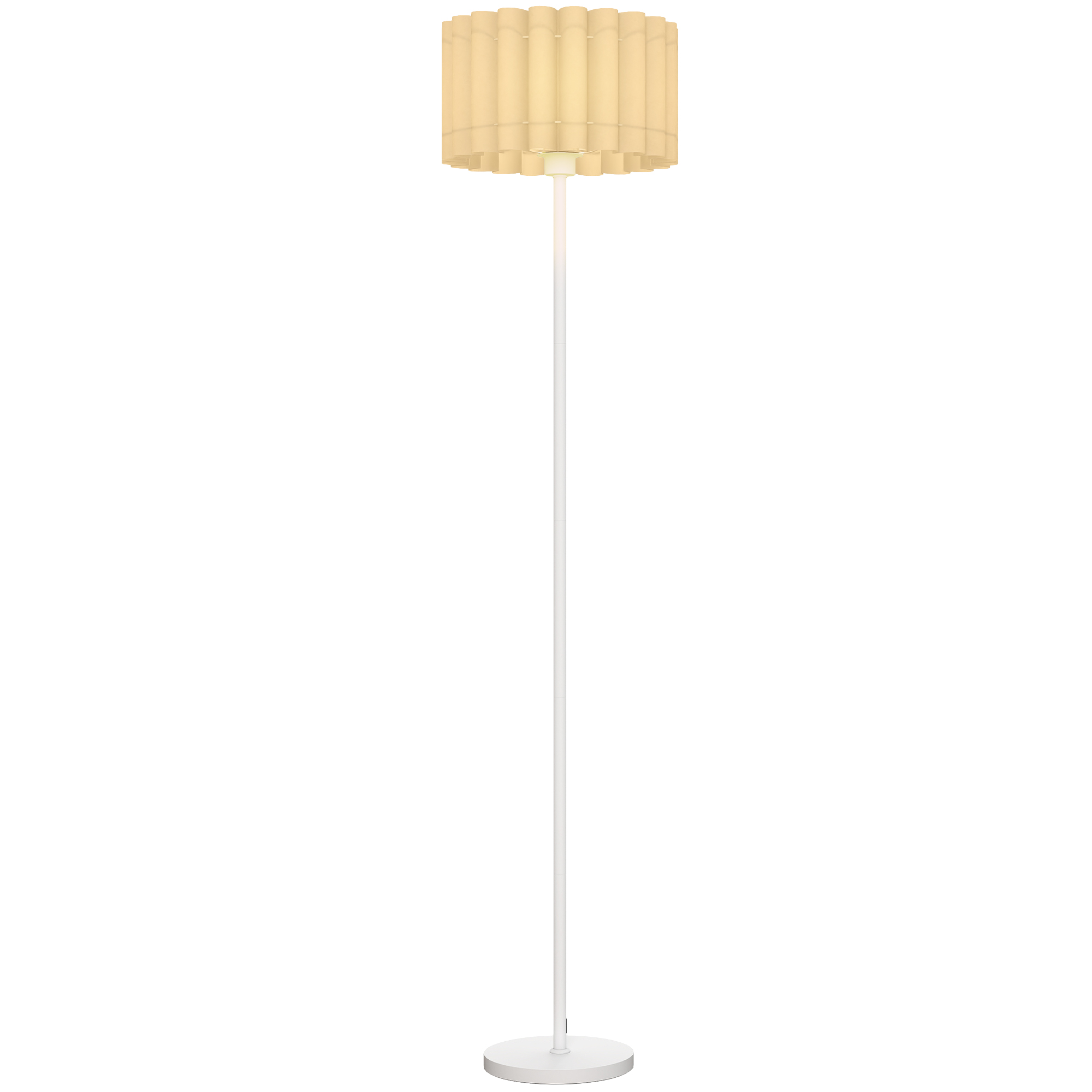 Stehlampe im Retro-Stil, Kunststoff-Lampenschirm, Fußschalter, Metallstab, Weiß