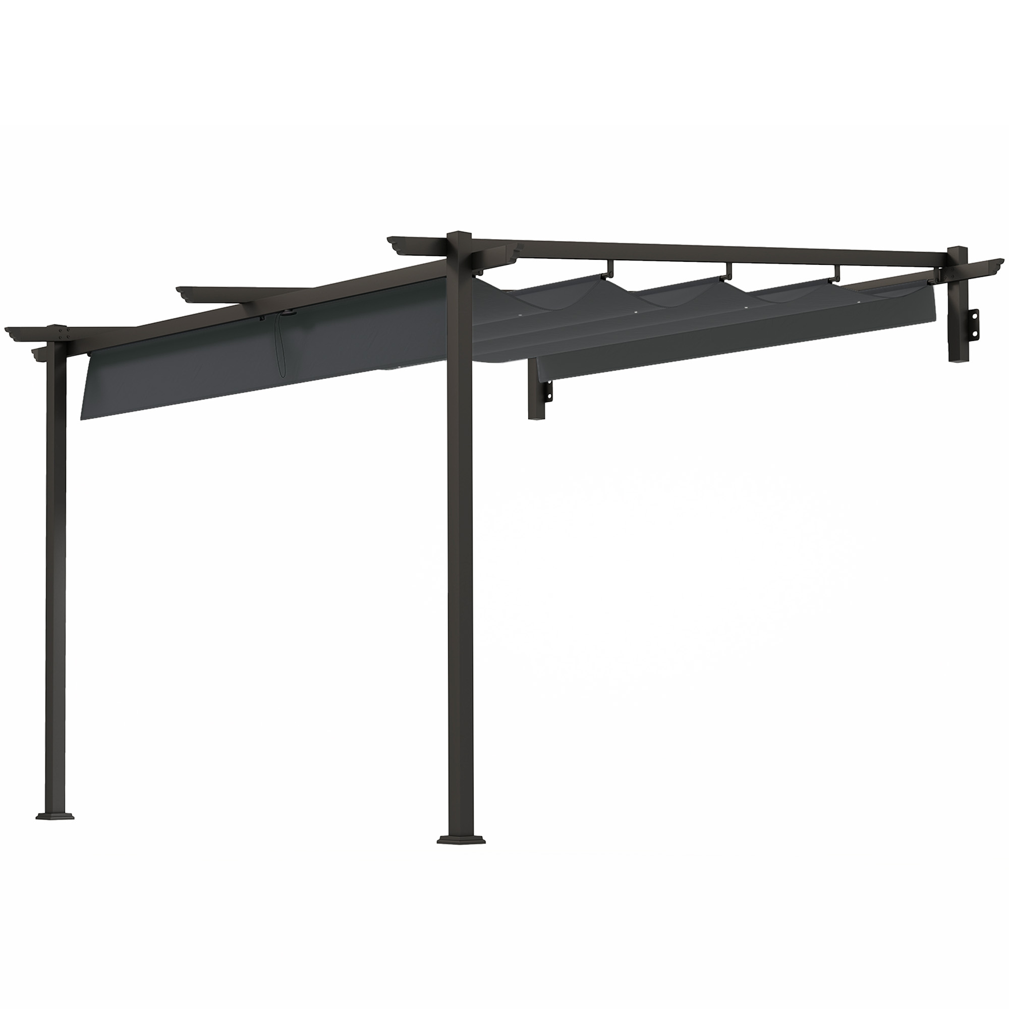 Pavillon, 3 x 3 m Pergola, Winddichtes Terrassendach, Wandmontage, Verstellbares Dach, für Garten, Terrasse, Dunkelgrau Pavillon, 3 x 3 m Pergola, Winddichtes Terrassendach, Wandmontage, Verstellbares Dach, für Garten, Terrasse, Dunkelgrau