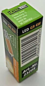 LED Stiftsockel G9, 4W, 500lm, 330°, 230V, 3000k / warmweiß, Glas