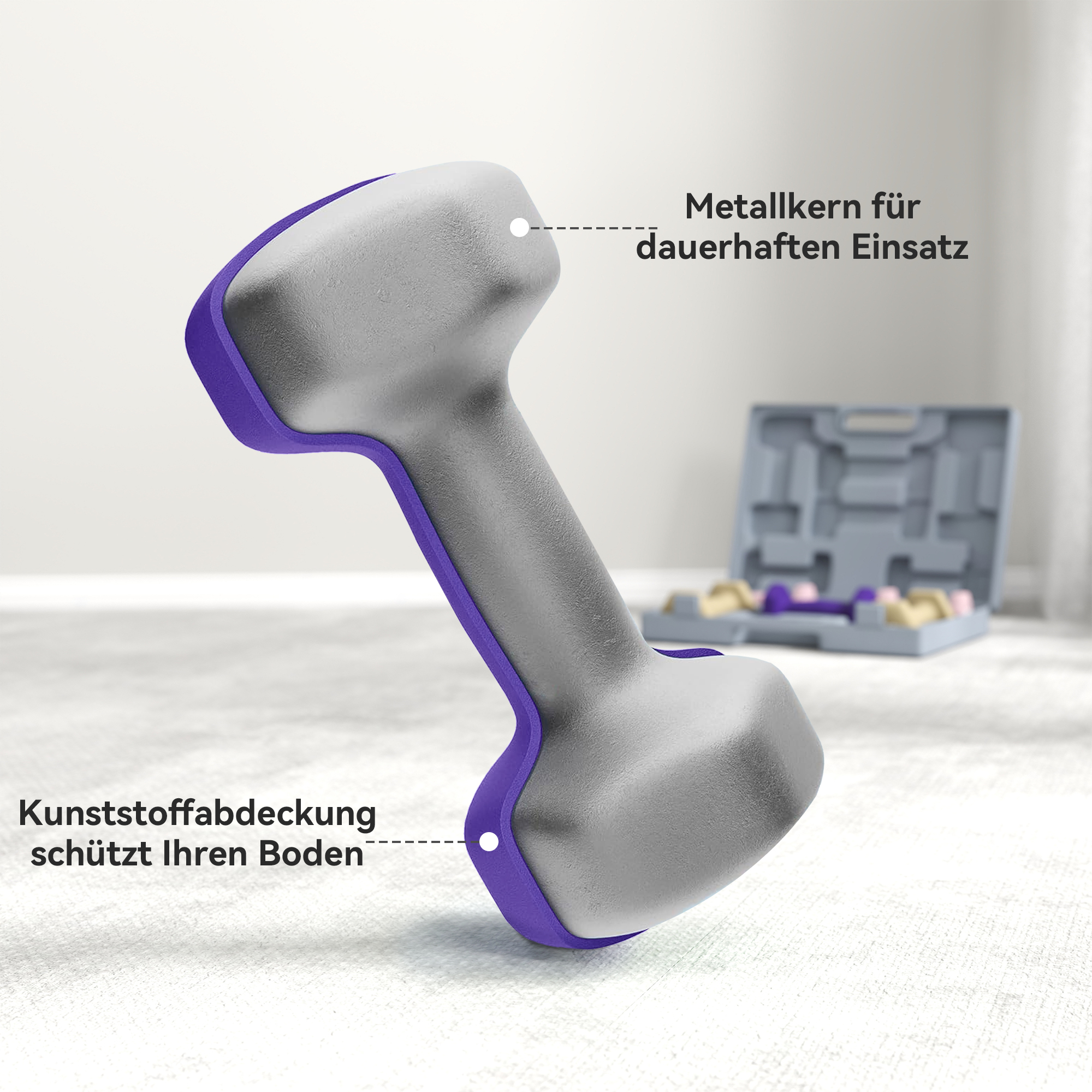 Hantelset, 6er Set Hanteln mit Gewichten, Kurzhantelset aus Stahl, 1kg, 2kg, 3kg