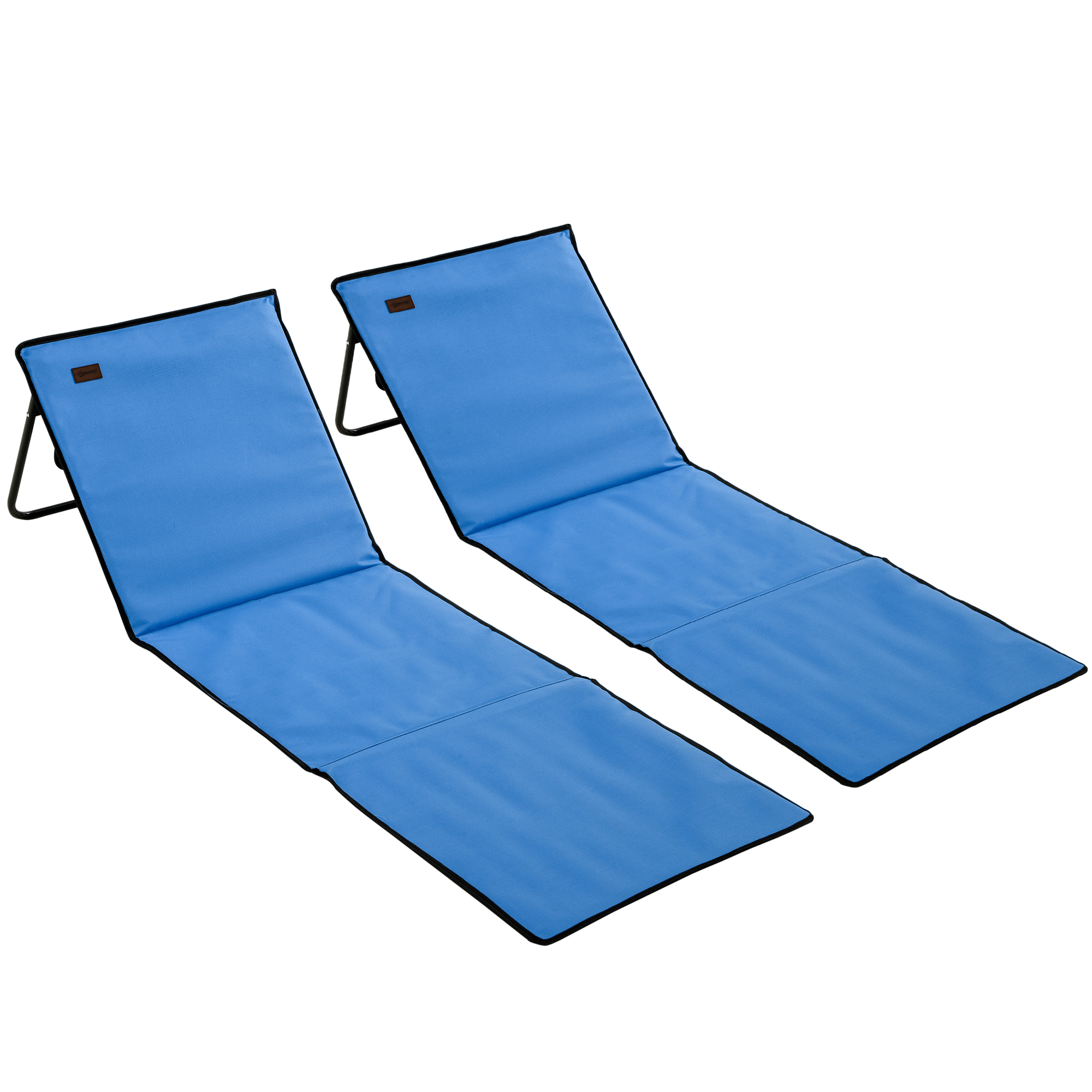 Strandliege, klappbar, verstellbare Rücklehne, Seitentasche, weiche Polsterung, Stahlrahmen, Blau, 142x51x40cm