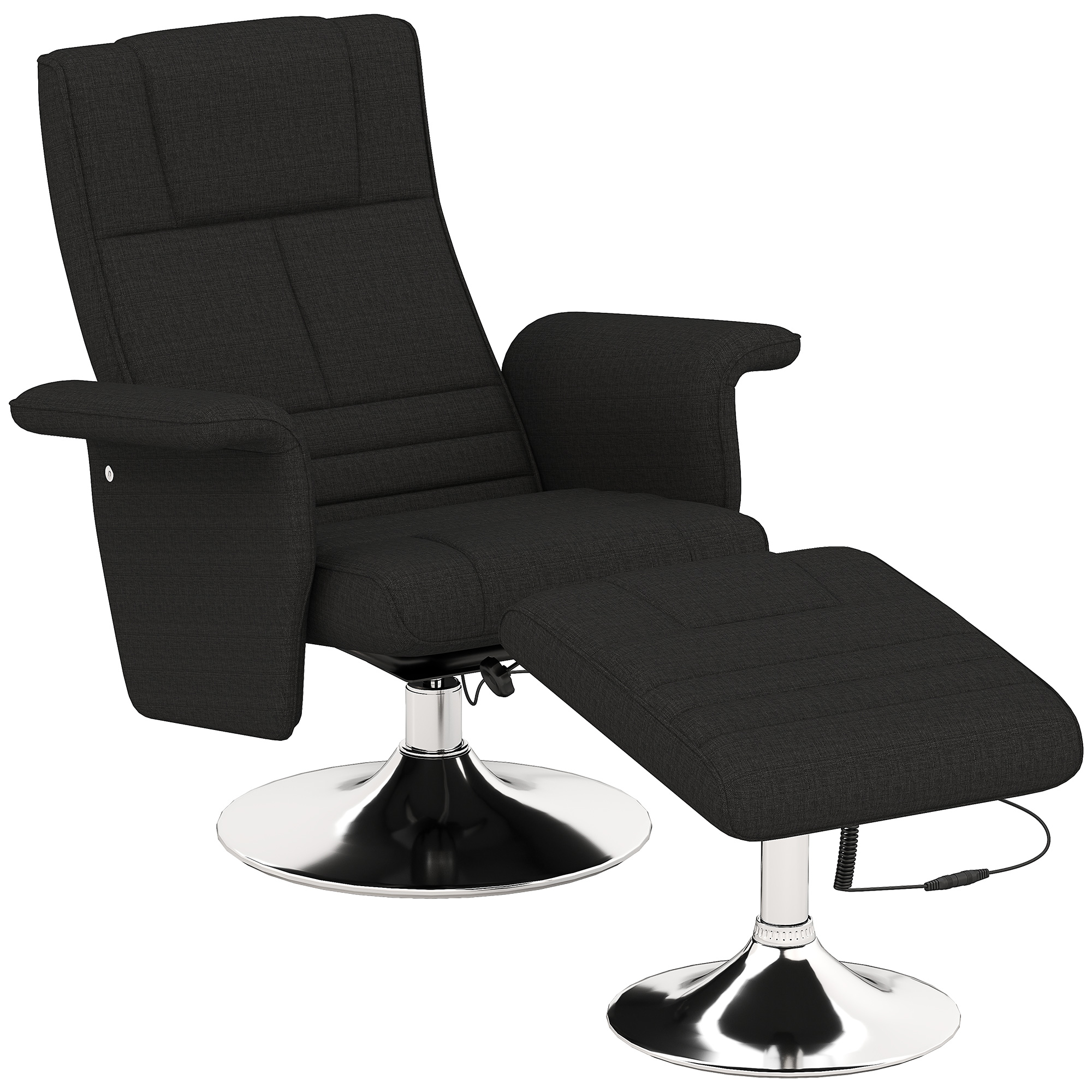 Massagesessel mit Hocker, neigbare Lehne, 78 x 95 x 88 cm, Schwarz