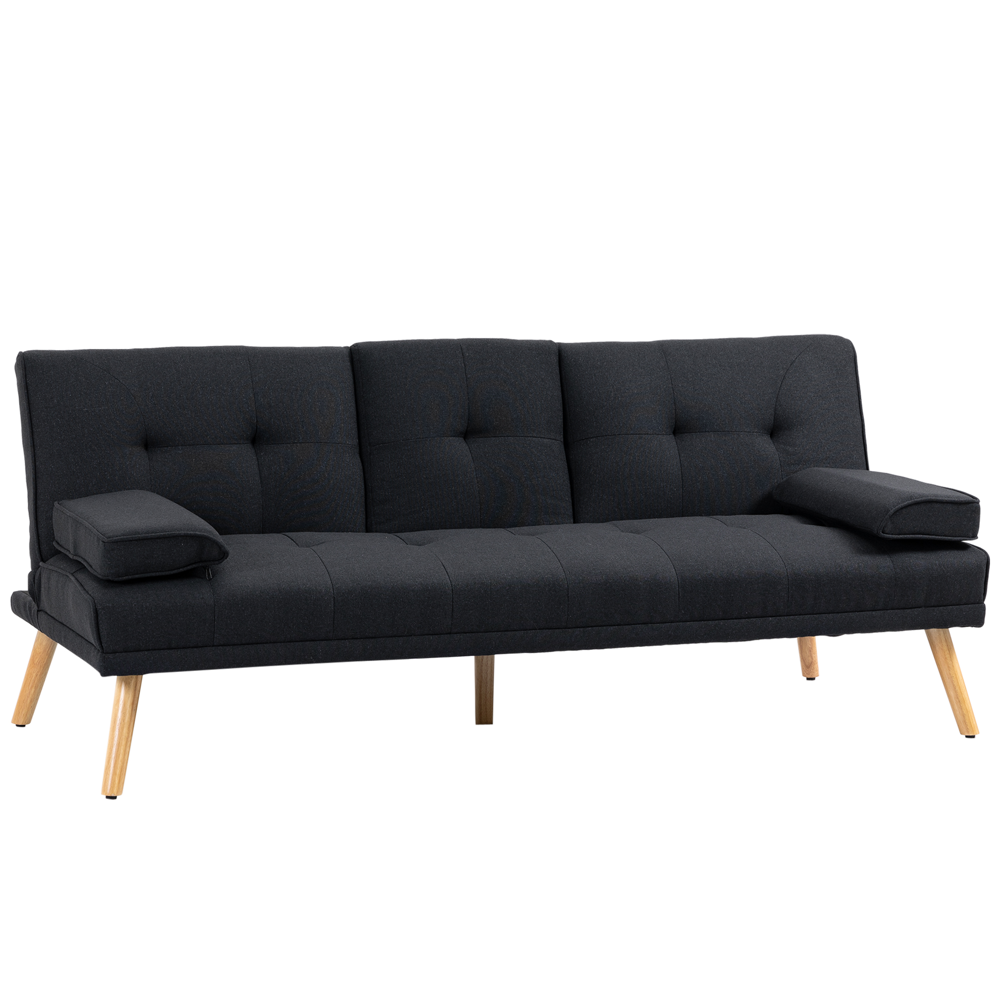Schlafsofa, Gästebett, verstellbare Rückenlehne, klappbarer Tisch, 181x77x78 cm, Schwarz
