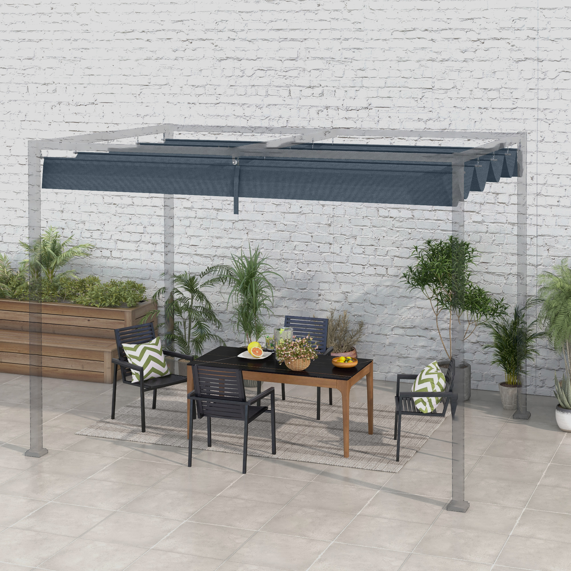 Ersatzdach für 2,85 x 2 m Gartenpavillon, ausziehbar, einfache Montage, Polyester, Dunkelgrau