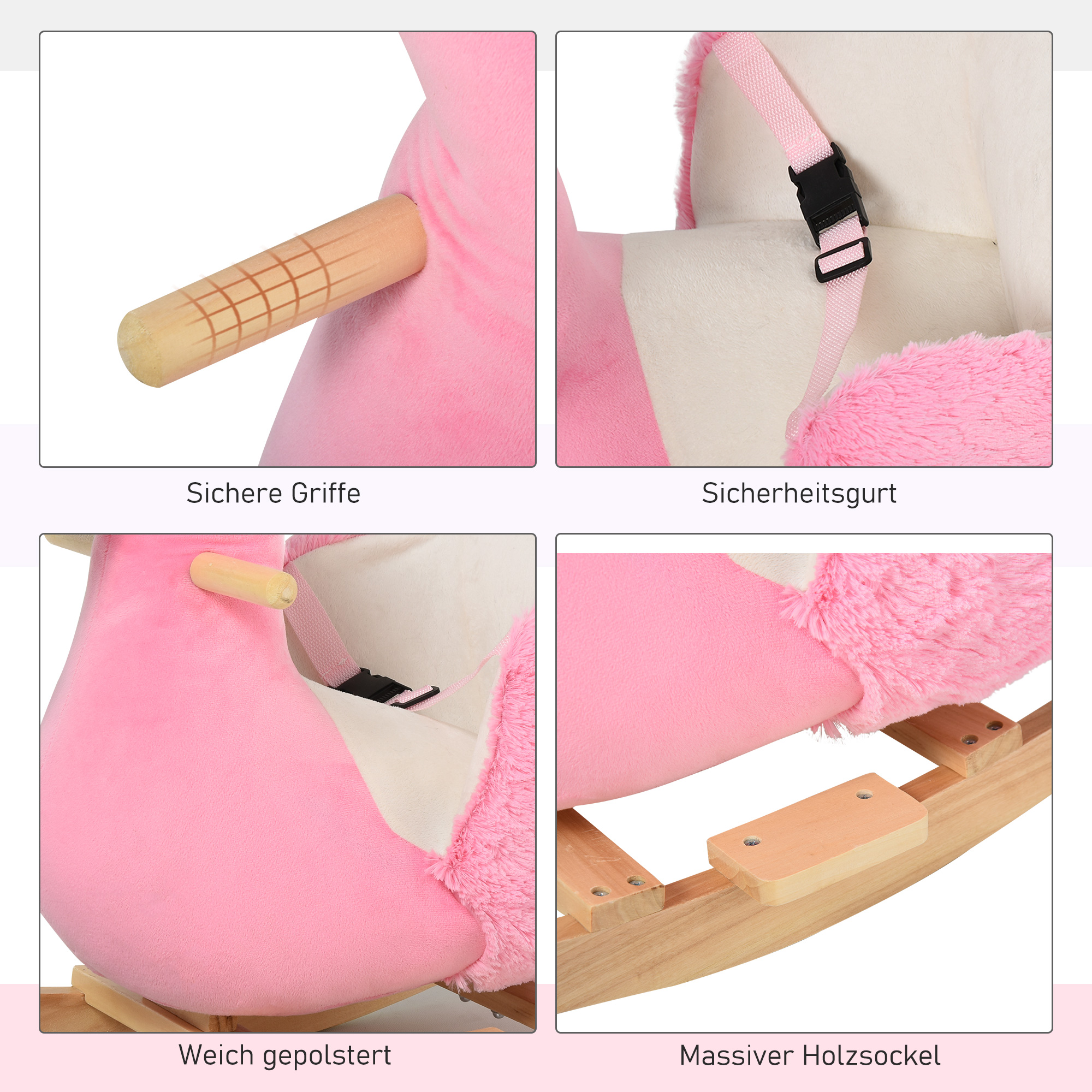 Schaukeltier Schaukelpferd Kinder Schaukel Rosa 60 x 33 x 52 cm