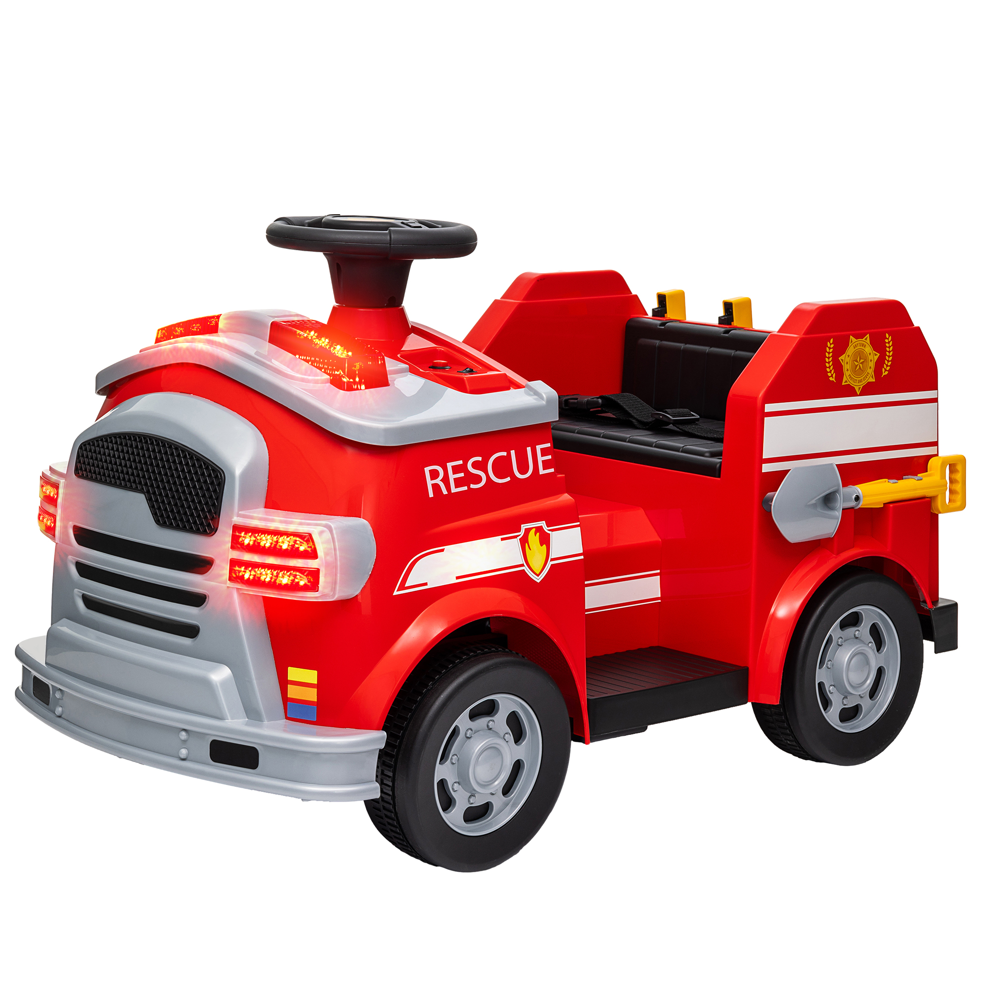 Feuerwehrauto, Elektro-Kinderauto, max, 3 km/h, Sirene, Blaulicht, Werkzeuge, für Kinder 3-5 Jahre Feuerwehrauto, Elektro-Kinderauto, max, 3 km/h, Sirene, Blaulicht, Werkzeuge, für Kinder 3-5 Jahre