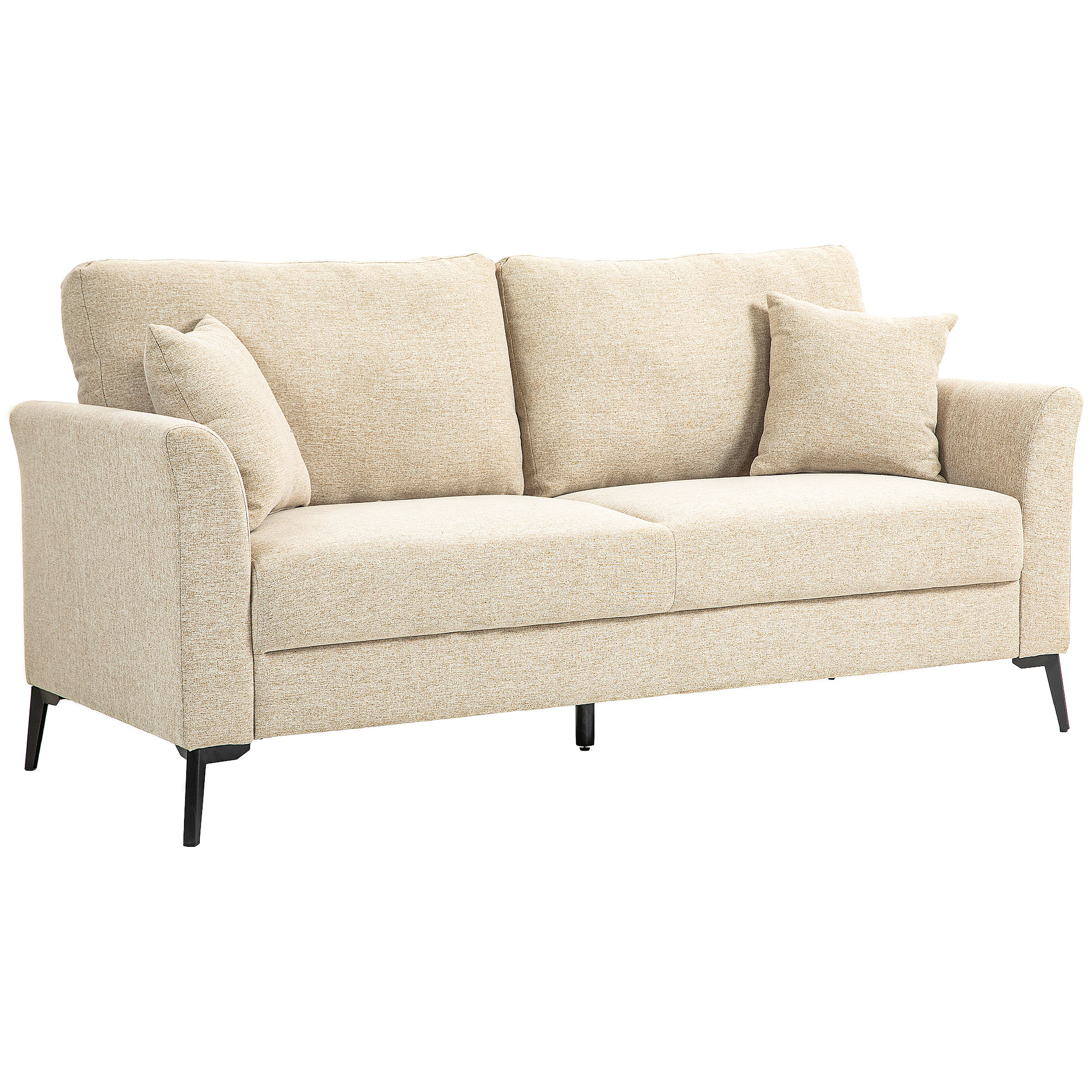 2-Sitzer Sofa mit Leinenoptik, dicke Polsterung, bis 360 kg, 179 x 80 x 89 cm, Beige
