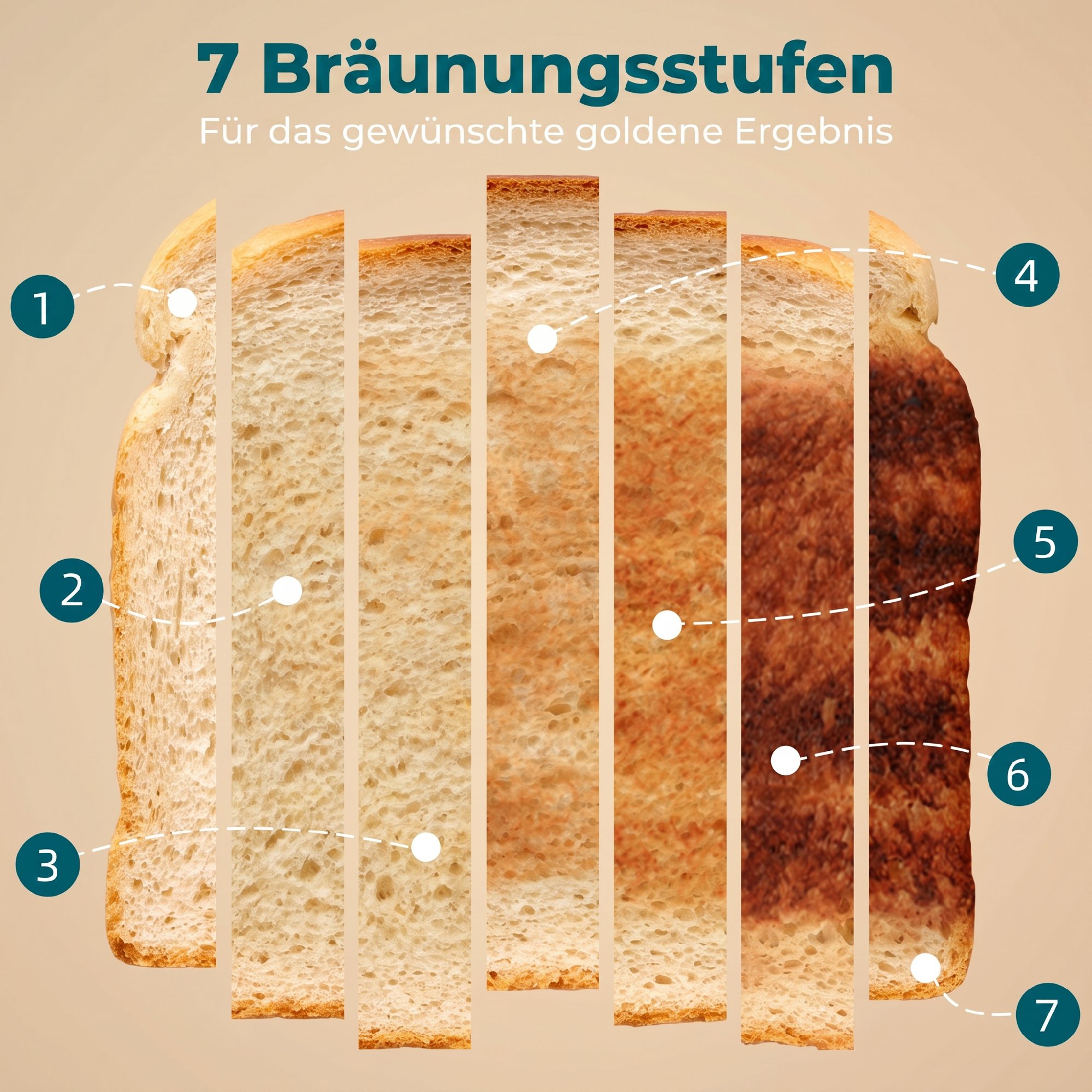 4-Scheiben-Toaster mit 7 Bräunungsstufen, Aufwärm-, Auftau- und Abbruchfunktion