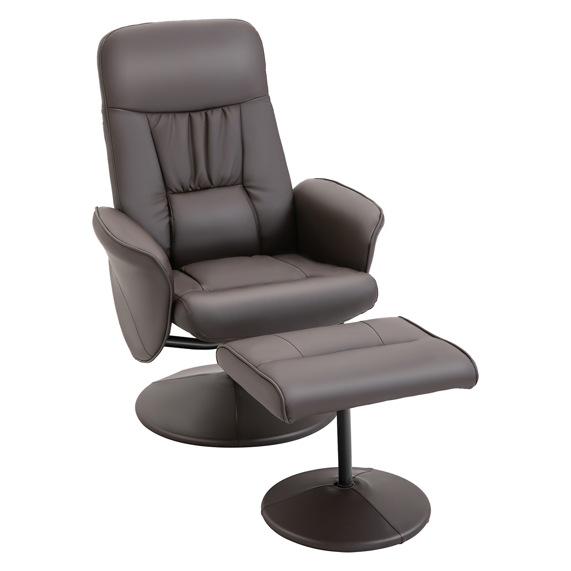 2-teiliges Sessel-Set, Sessel mit Fußhocker, Relaxsessel mit Fußhocker, höhenverstellbar, neigbare Rückenlehne, Braun