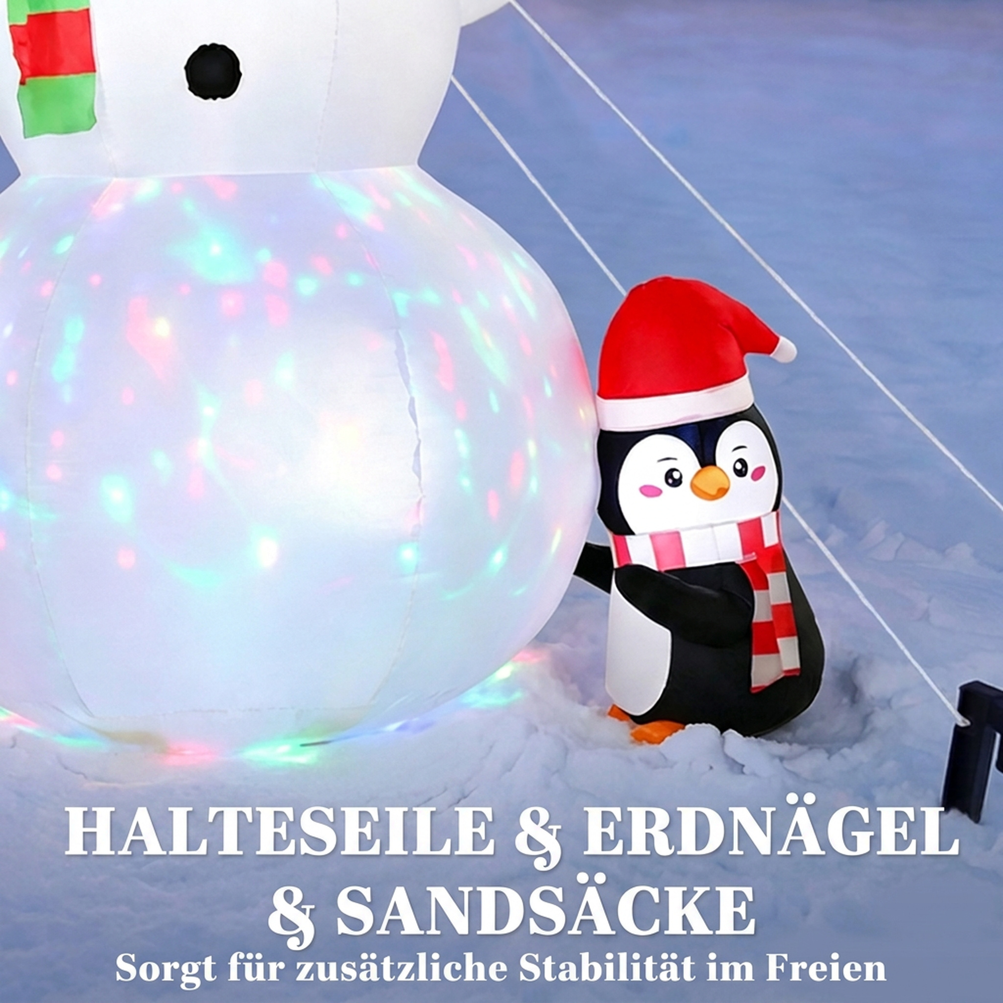 Aufblasbarer Weihnachts-Schneemann, 243 cm, mit buntem LED-Licht, für draußen