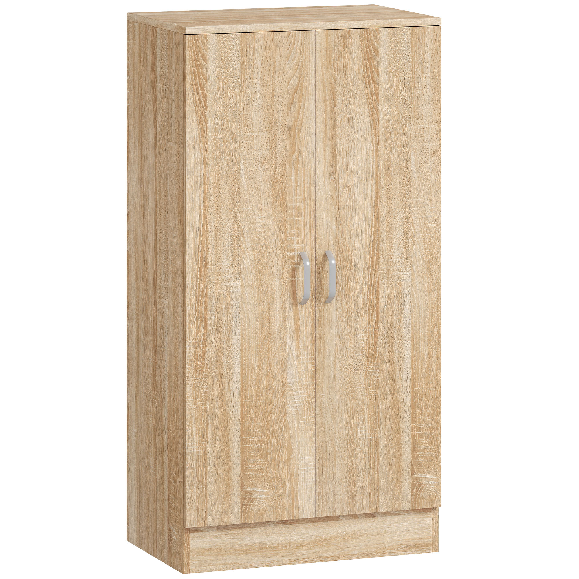 Schuhschrank mit 2 Türen, 6 verstellbare Regalböden, Soft-Close-Scharniere für 14 Paar Schuhe, Naturholz