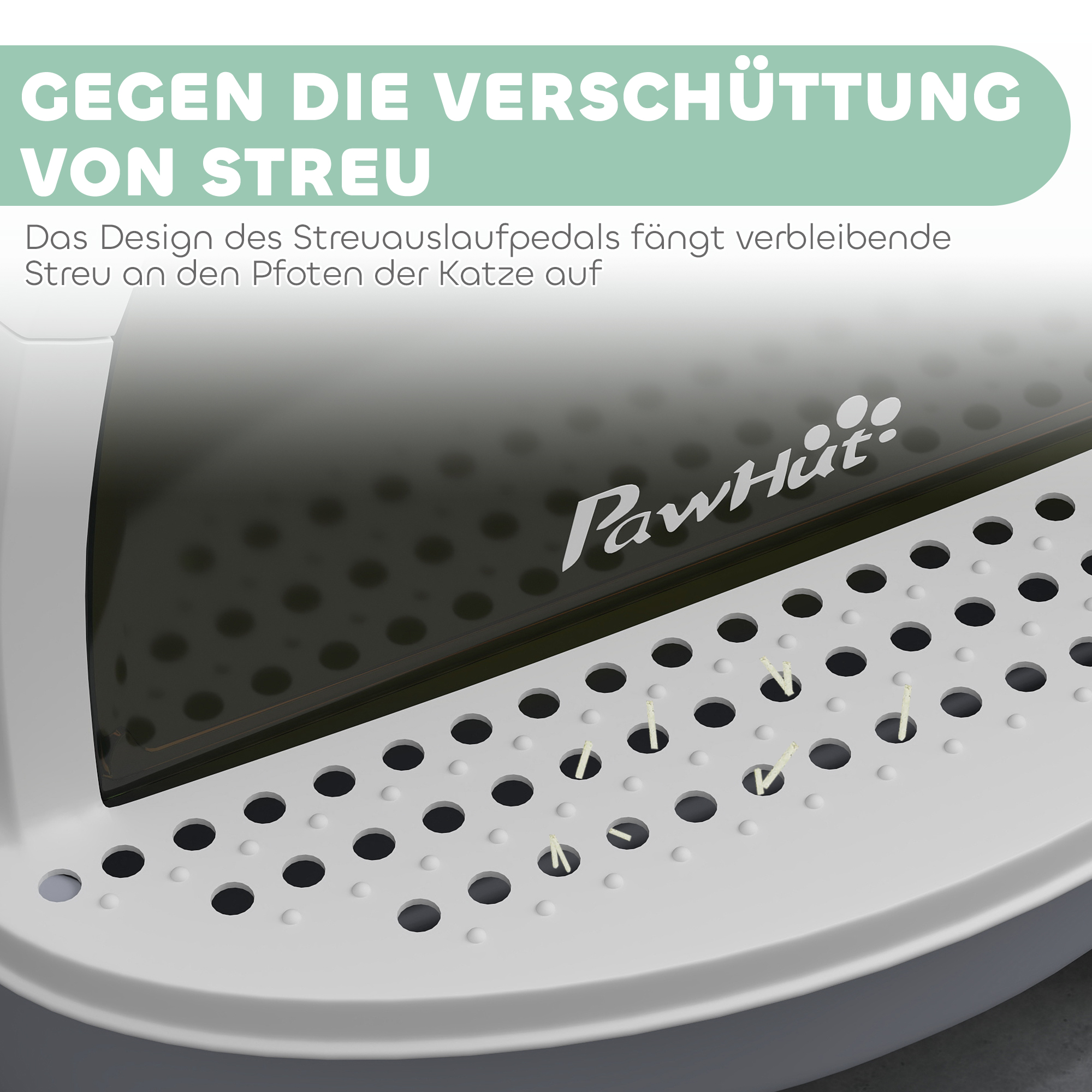 Katzenklo mit Deckel Katzentoilette mit Schaufel Bodenschublade Eingangspedal für Katzen bis 5 kg 40,5x52x39 cm Grau