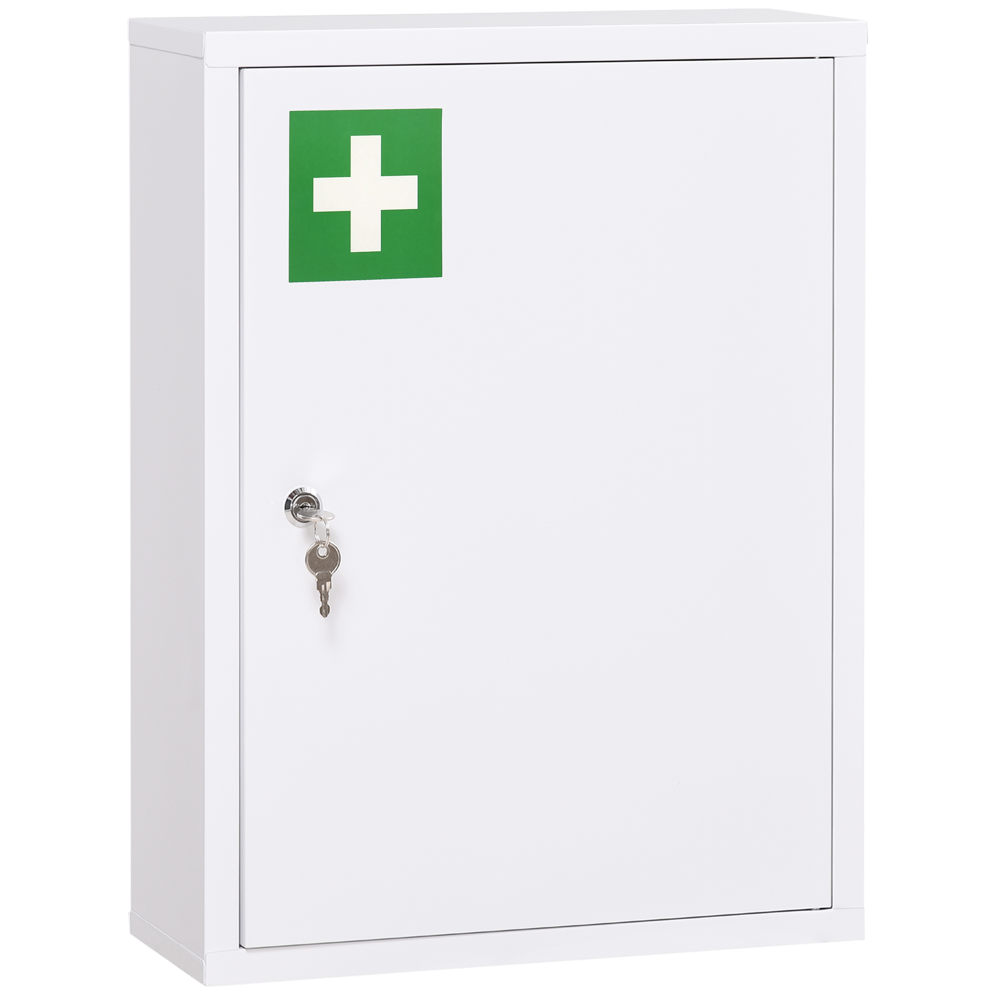 Medizinschrank, 3 Fächer, abschließbare Tür, stabiles Stahlgehäuse, weiß, 40 x 15 x 53,5 cm Medizinschrank, 3 Fächer, abschließbare Tür, stabiles Stahlgehäuse, weiß, 40 x 15 x 53,5 cm