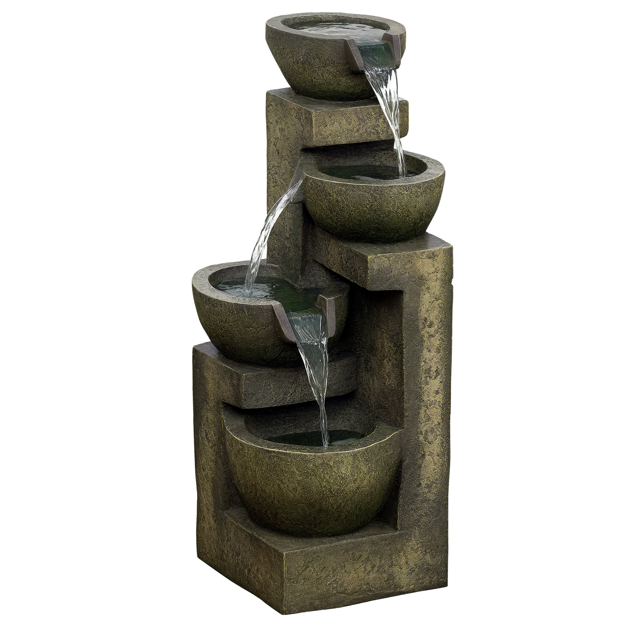 Springbrunnen, 3 Einstellungen, wetterbeständig, 25 cm x 24 cm x 60 cm, Grau