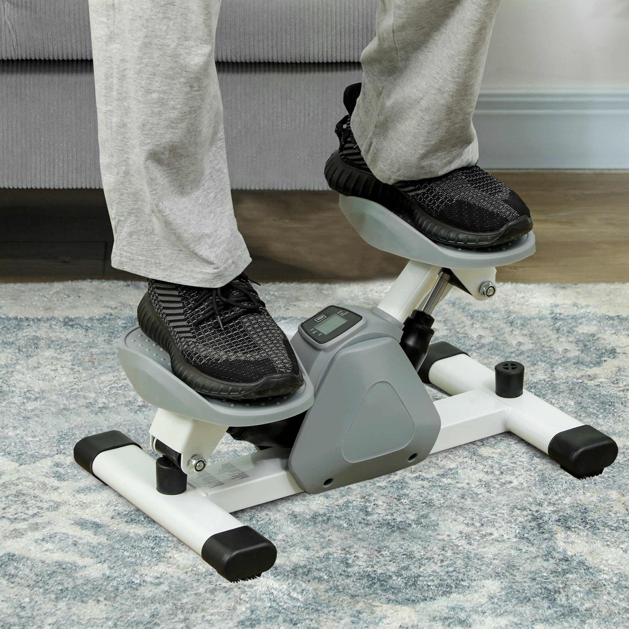 Mini-Stepper, Step-Maschine für Workouts und Fitness-Übungen, mit LCD-Monitor und rutschfesten Pedalen, Grau