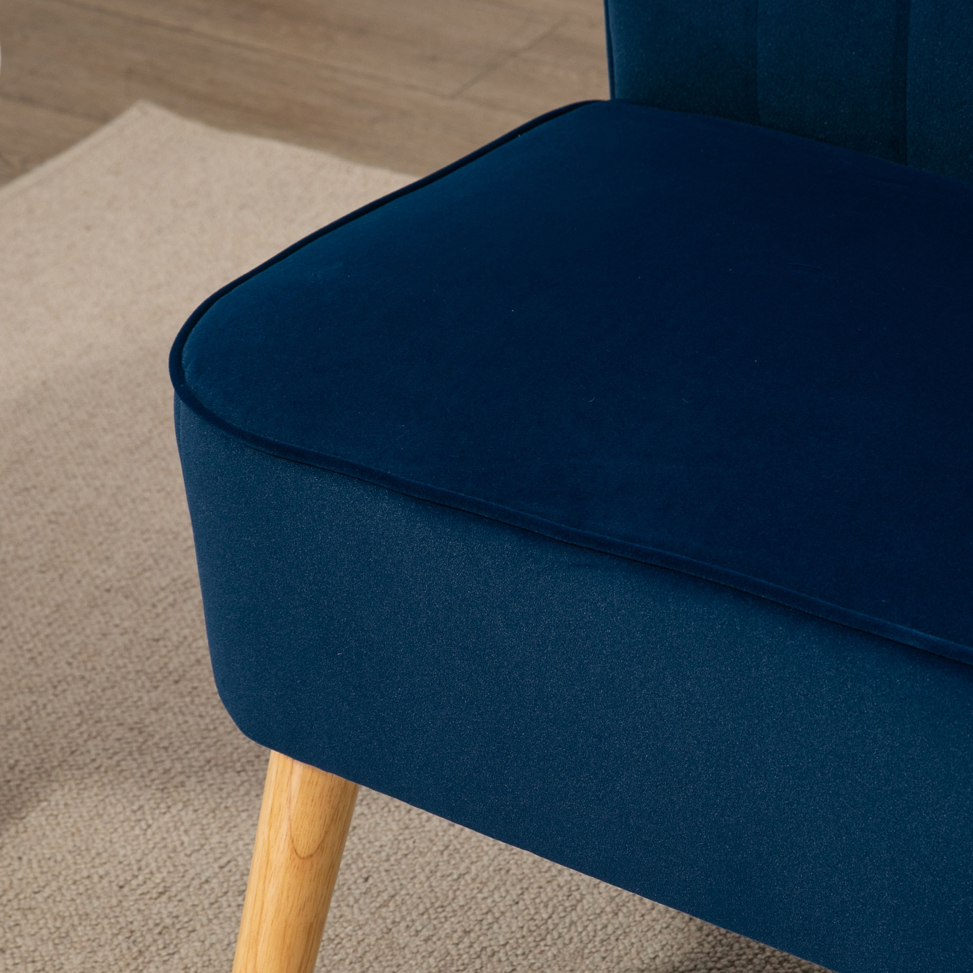 Sofa Retrodesign 2-Sitzer-Sofa, Holzbeine, 117 cm x 56,5 cm x 77 cm, Blau