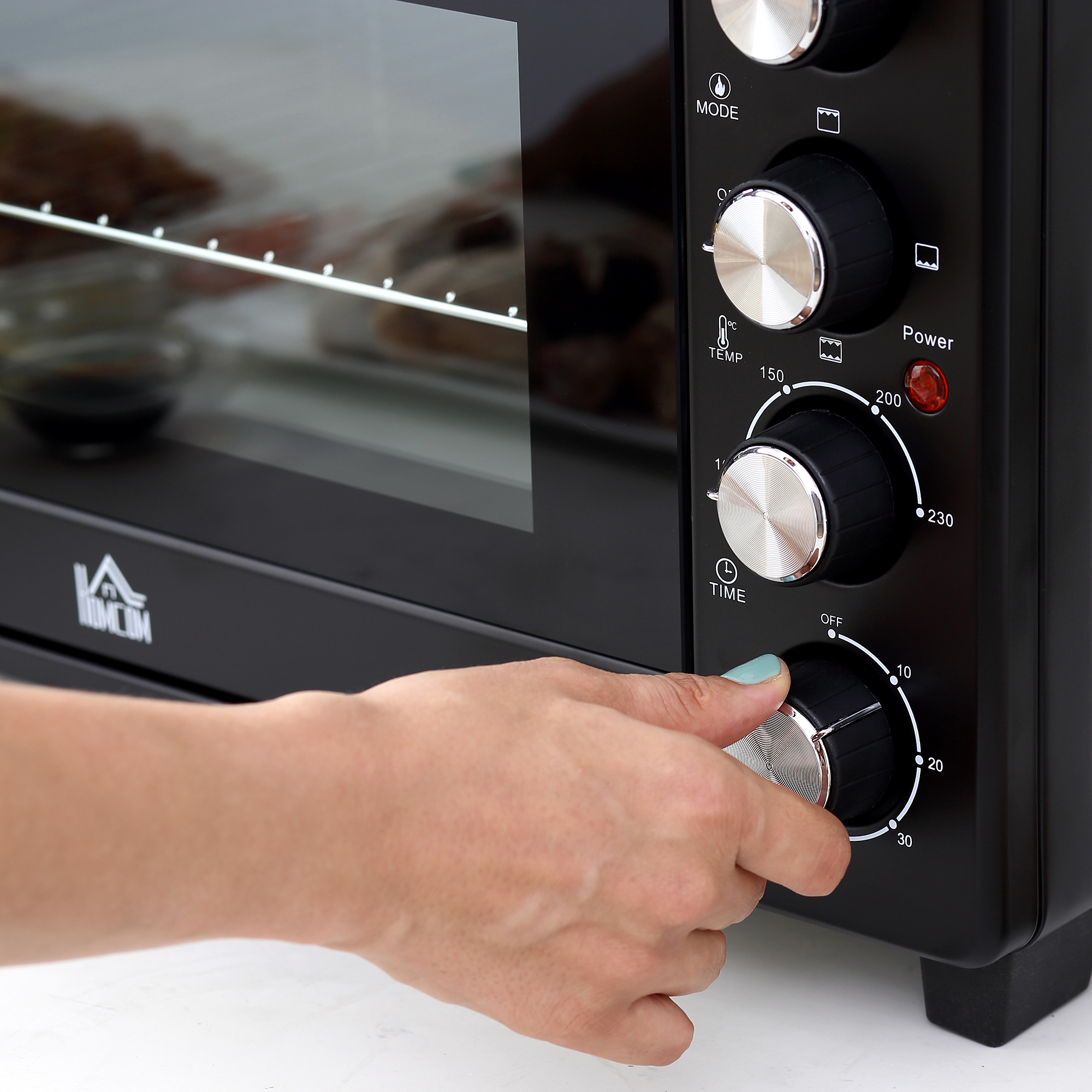 Mini-Ofen Toasterofen, 1 Backblech, 1 Grilrost, Timer-Funktion, Schwarz