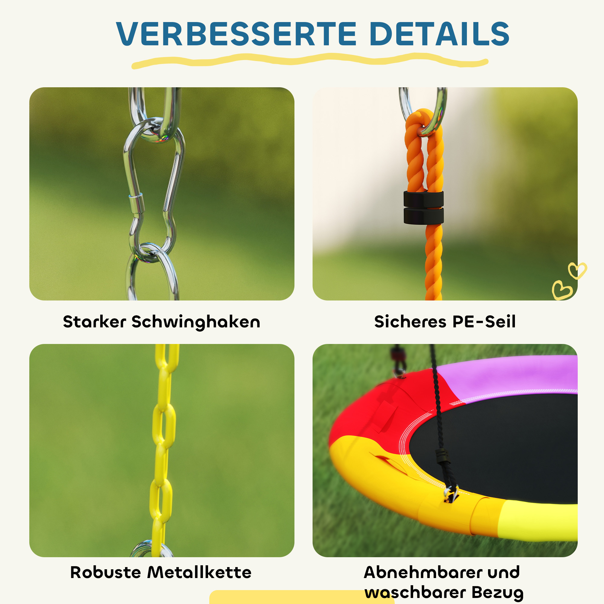 5 in 1 Schaukelgestell mit Rutsche höhenverstellbar Schaukelgerüst mit Nestschaukel 382x196 x203 cm Mehrfarbig