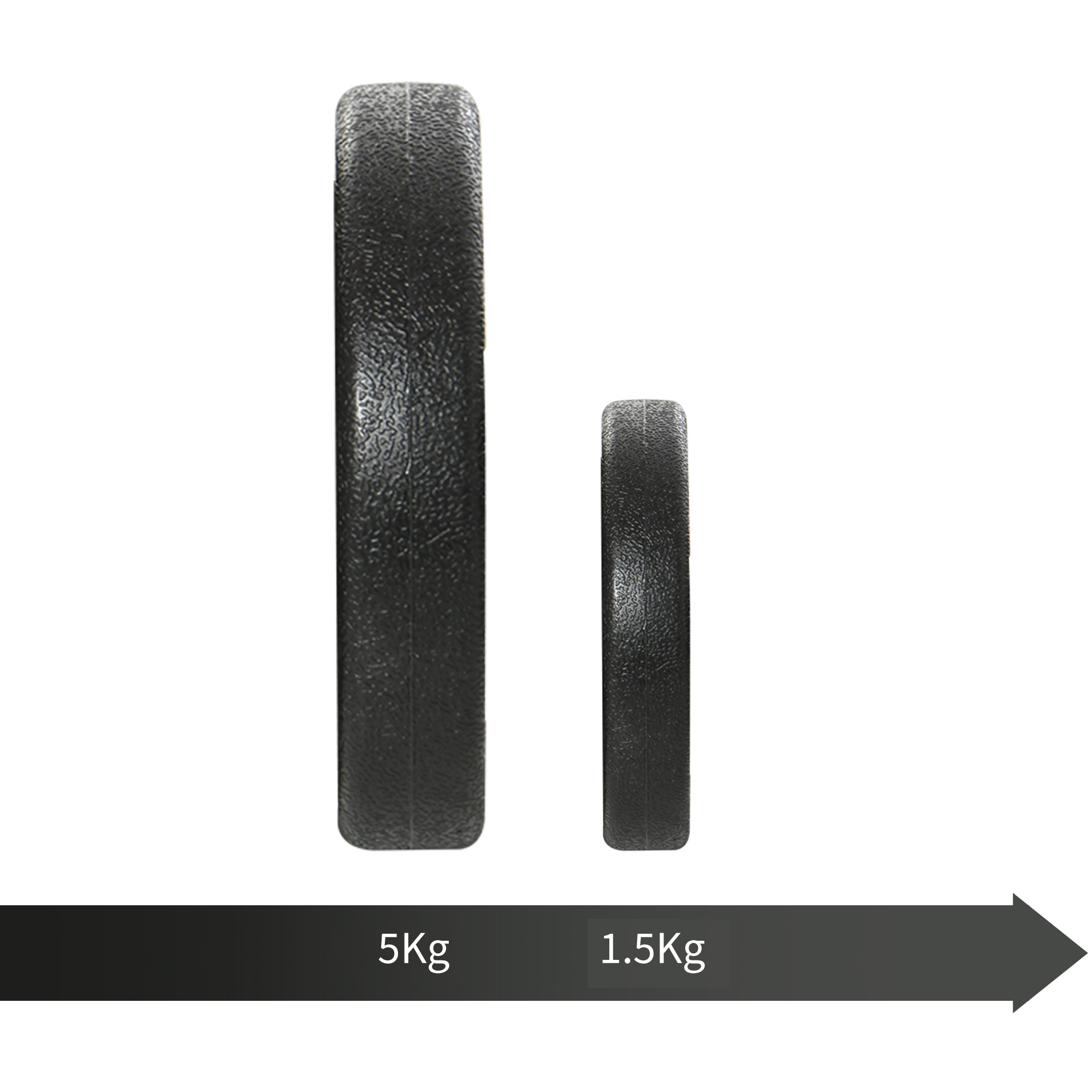 Kurzhantel-Set 8 x 5 kg, 4 x 1,5 Hantelscheiben mit Kunststoffhülle, bodenschonend, Schwarz