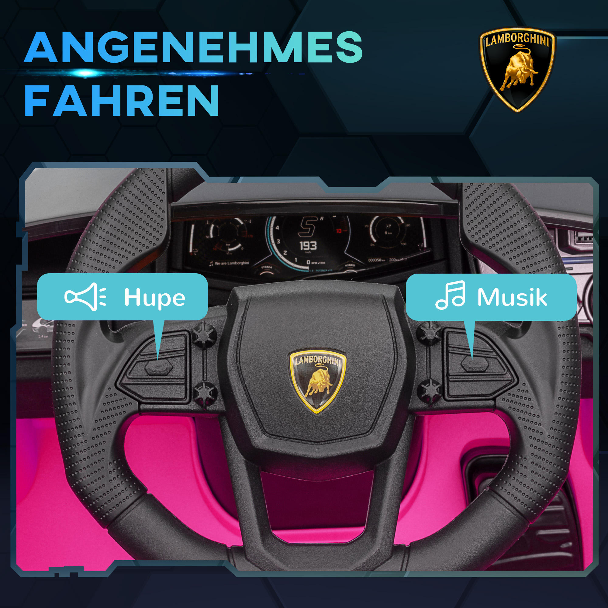 Elektroauto für Kinder von 3-5 Jahren, sanfter Antrieb, fernsteuerbar, mit Hupe, Kunststoff und Metall, Rosa