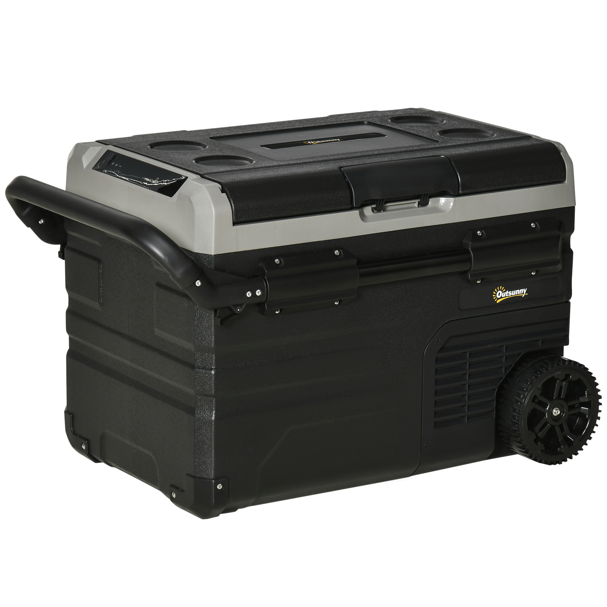 Kühlbox Auto 40L mit LED-Beleuchtung Kompressor Autokühlschrank mit Griffe Transportrollen Boot Camper Reisen 12/24V DC und 110-240V AC Grau+Schwarz Kühlbox Auto 40L mit LED-Beleuchtung Kompressor Autokühlschrank mit Griffe Transportrollen Boot Camper Reisen 12/24V DC und 110-240V AC Grau+Schwarz