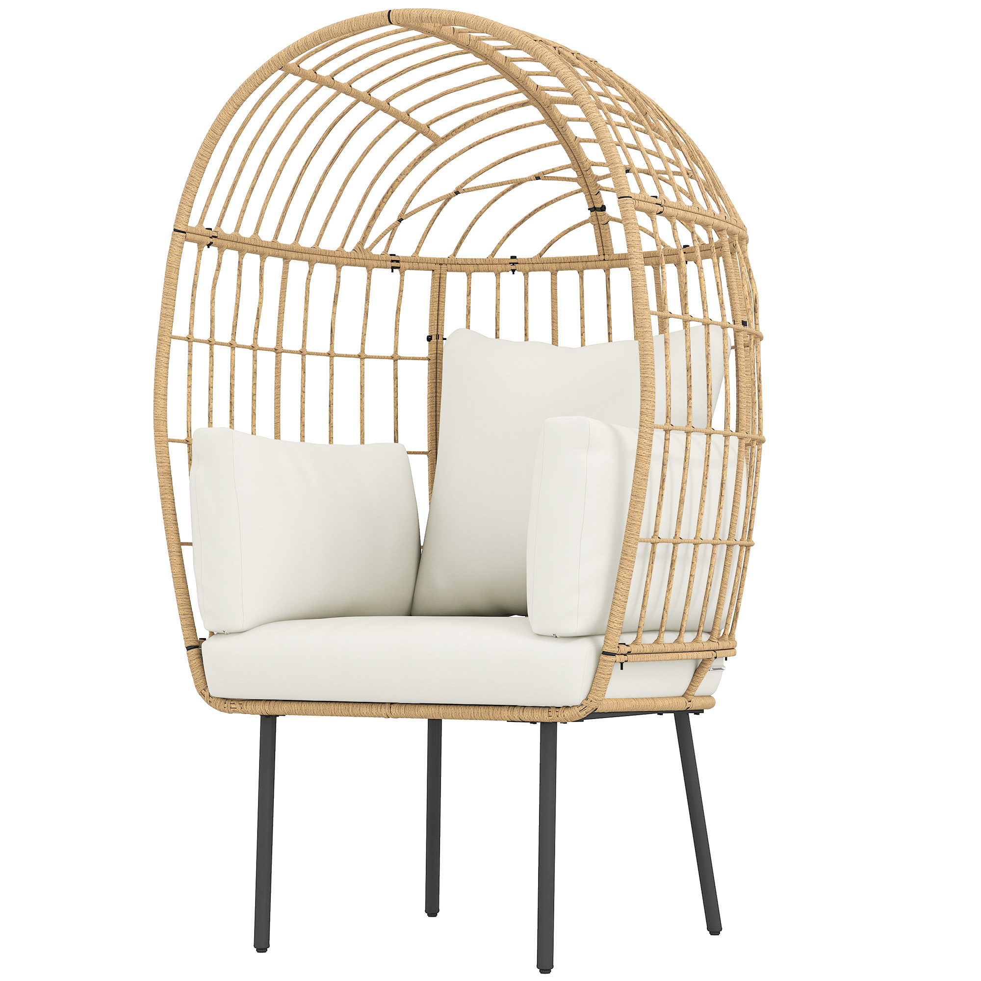 Rattansessel Ei-Förmig mit abnehmbarem Kissen, Polster, Outdoor Sessel aus Rattan 95 x 80 x 155 cm Beige Rattansessel Ei-Förmig mit abnehmbarem Kissen, Polster, Outdoor Sessel aus Rattan 95 x 80 x 155 cm Beige