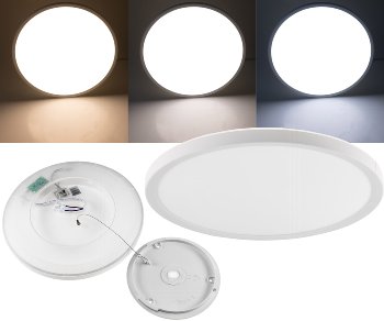LED Deckenleuchte "Santano CCT 30" IP54, Ø 30cm, 18W, CCT 3000-6000k LED Deckenleuchte "Santano CCT 30" IP54, Ø 30cm, 18W, CCT 3000-6000k