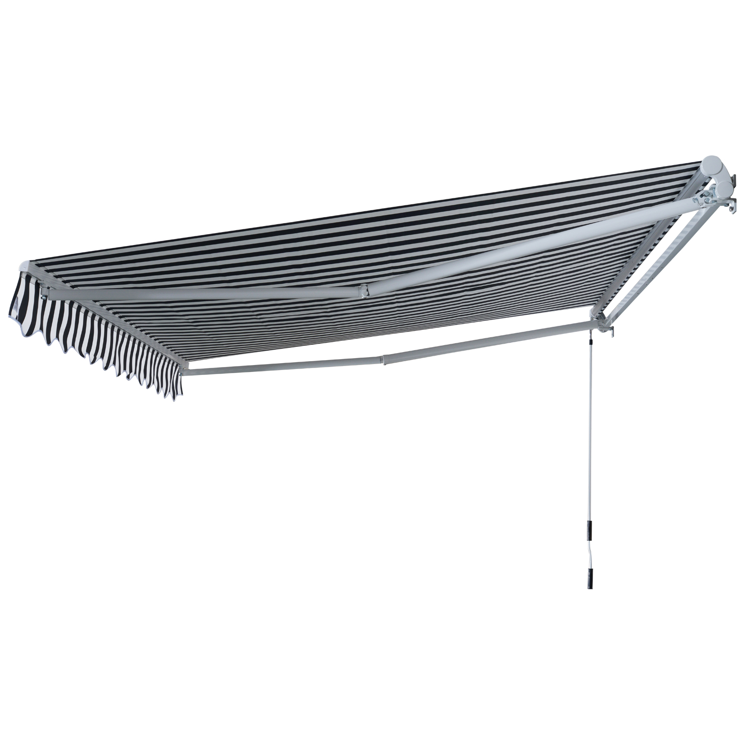Markise Gelenkarmmarkise Sonnenschutz mit Handkurbel 3,5 x 2,5 m Grau+Weiß Alu Polyester
