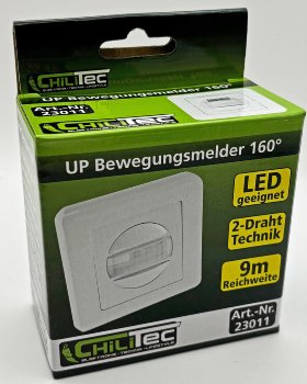 Unterputz PIR-Bewegungsmelder 160° Pro / LED geeignet, 2-Draht Technik, weiß