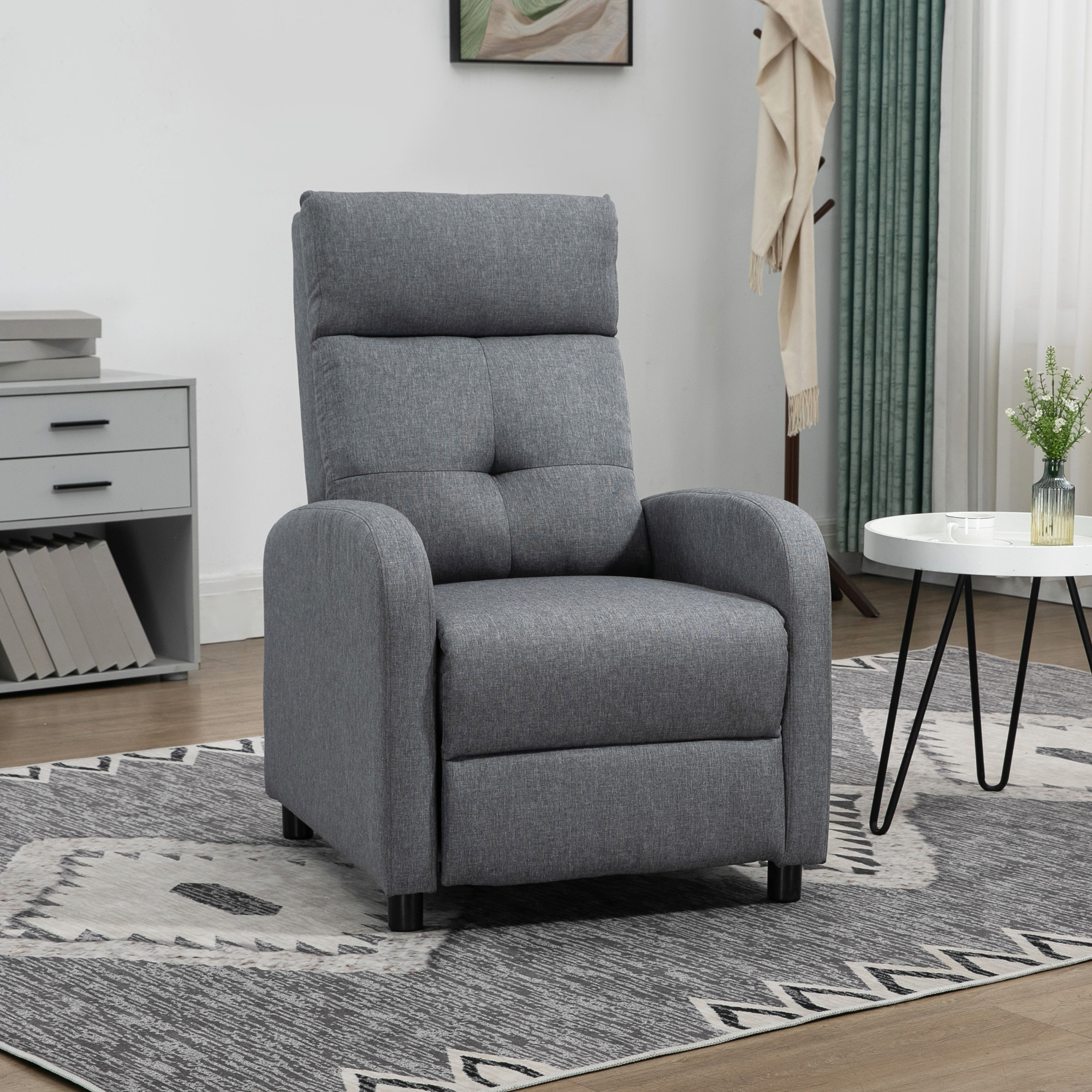 Relaxsessel mit Liegefunktion, ausfahrbares Fußteil, Taschenfederkern, bis 150 kg, Grau