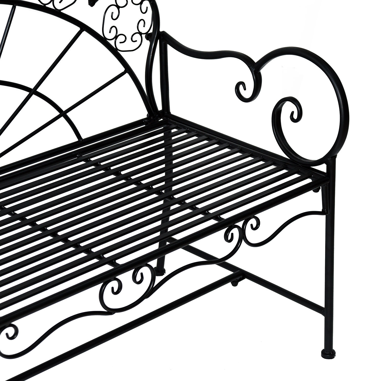 2-Sitzer Gartenbank robust, Parkbank rostfrei Sitzbank Bank Gartenmöbel für Terrasse, Garten und den generellen Außenbereich 107cm x 55,5cm x 90,5cm, Schwarz