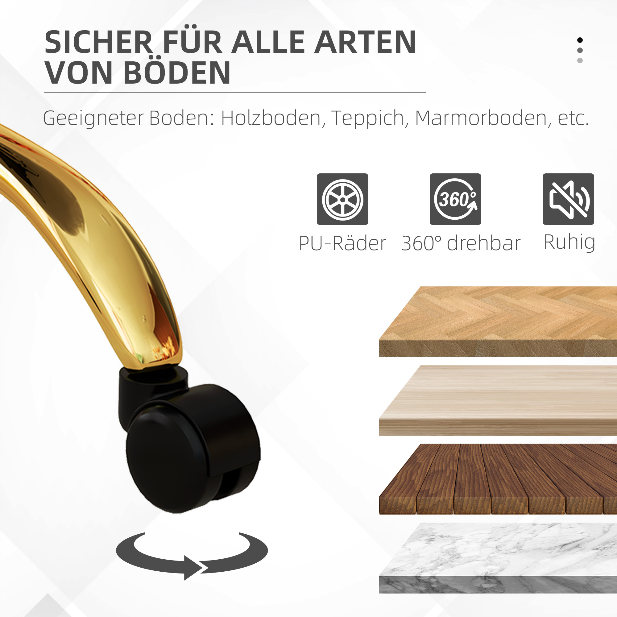 Schreibtischstuhl, höhenverstellbarer Bürostuhl mit Teddy-Fleece-Optik 58 x 56 x 68-76 cm Weiß