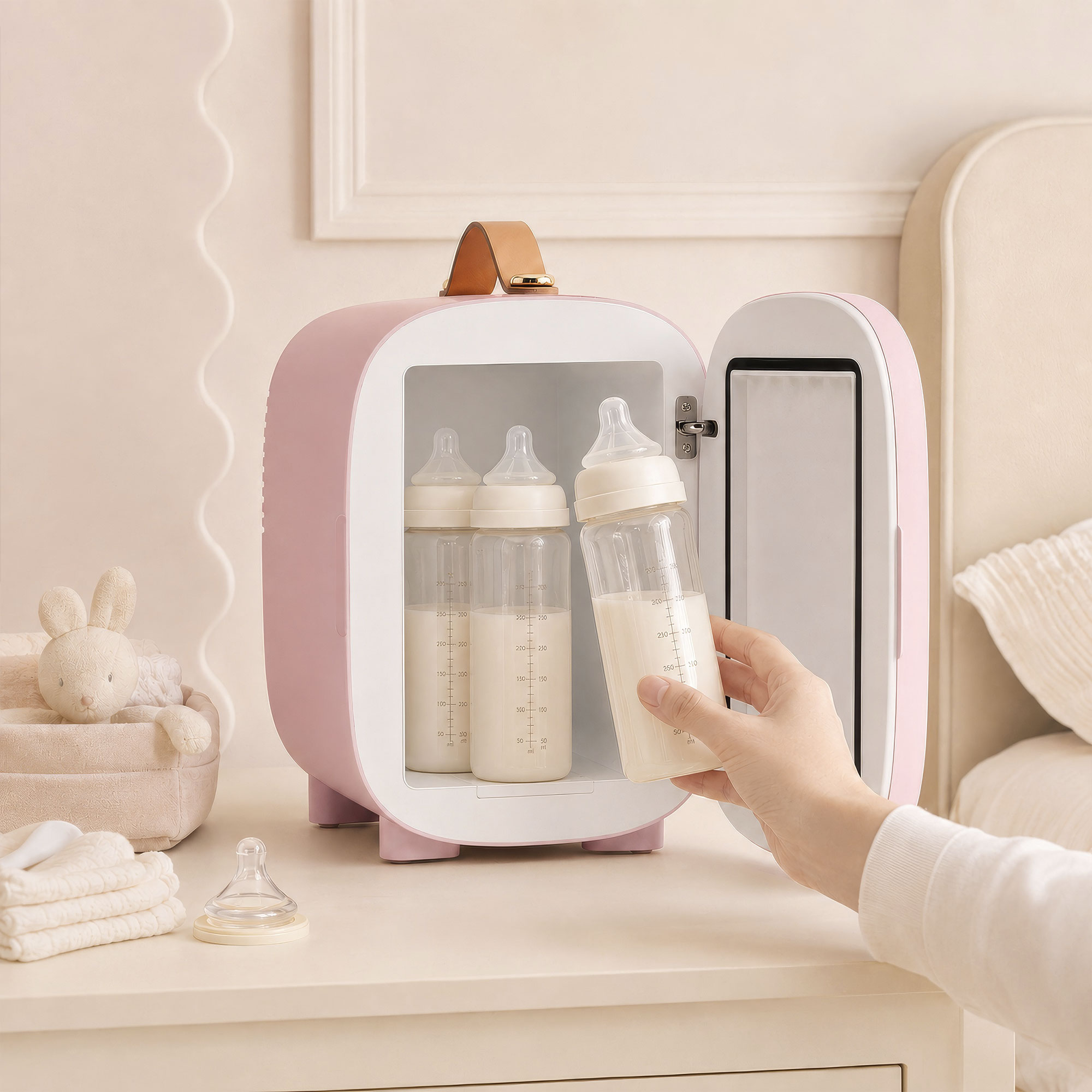 Mini Kühlschrank Kühlschrank Beauty Fridge, 4 L Fassungsvermögen, 20,3 x 26,3 x 28 cm, Rosa
