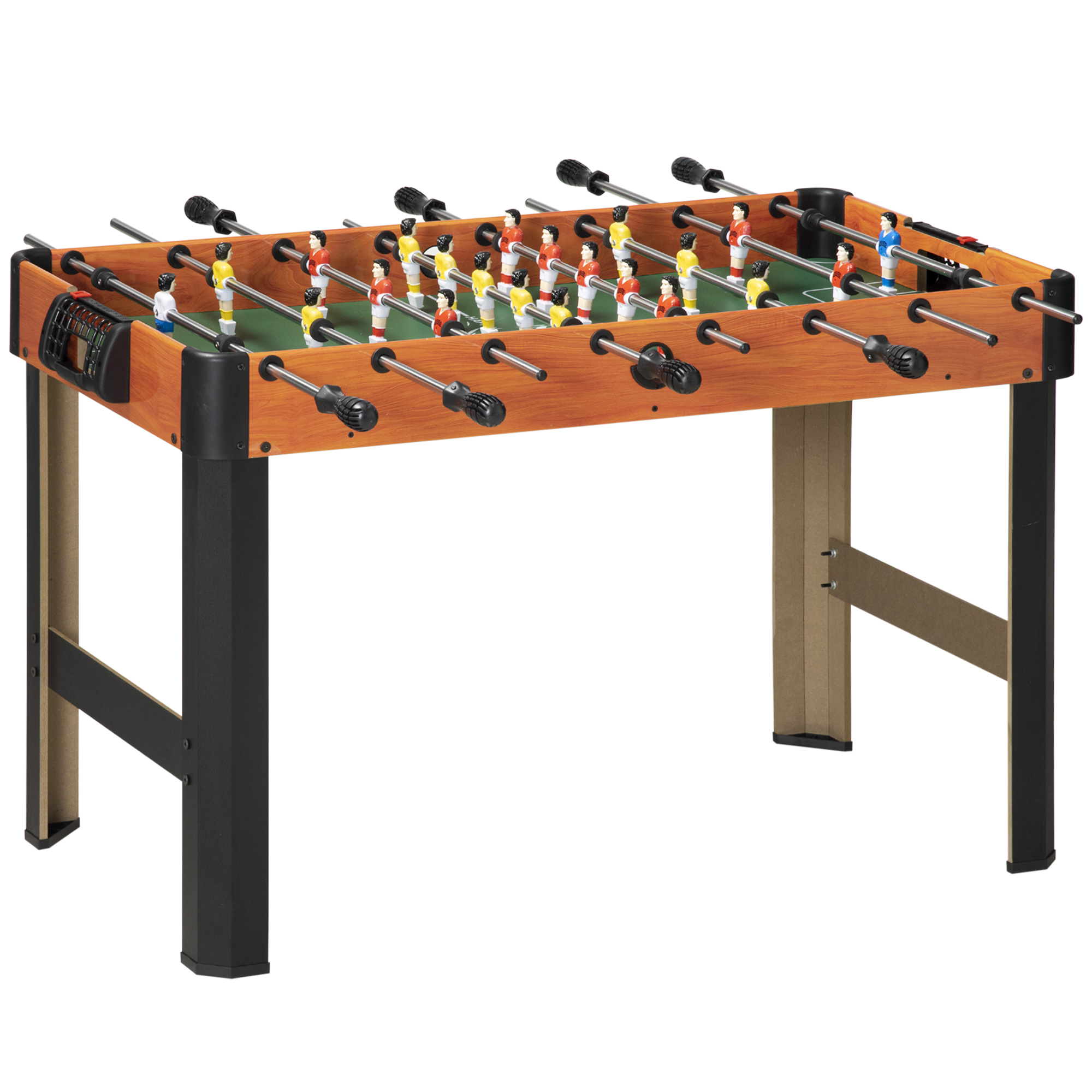 Tischkicker, Tischfußball-Set, 2 Bälle, rutschfeste Griffe, für Jugendliche Erwachsene, Punkteanzeige, MDF, Metall, Bunt