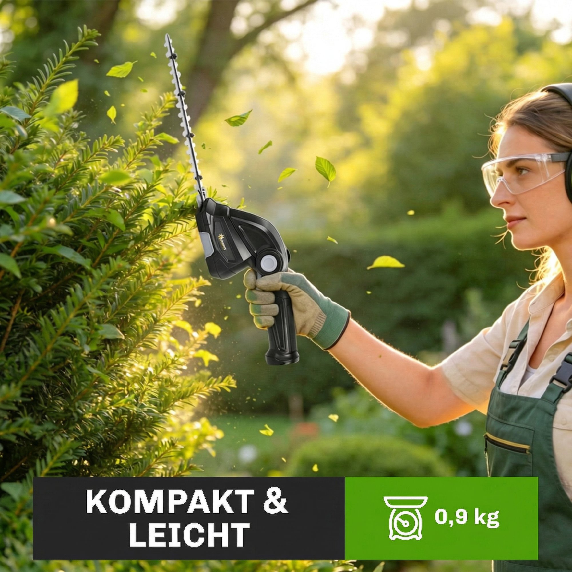 2-in-1 Elektrischer Hecken & Strauchschere mit 2 x 7,2V Wiederaufladbaren 2,0 Ah Akku, 2 Austauschbaren Klingen Schwarz