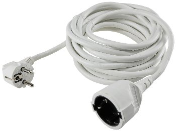 Schutzkontakt-Verlängerung, 5m, weiß, H05VV-F3G 1,5mm² 16A/250V Schutzkontakt-Verlängerung, 5m, weiß, H05VV-F3G 1,5mm² 16A/250V