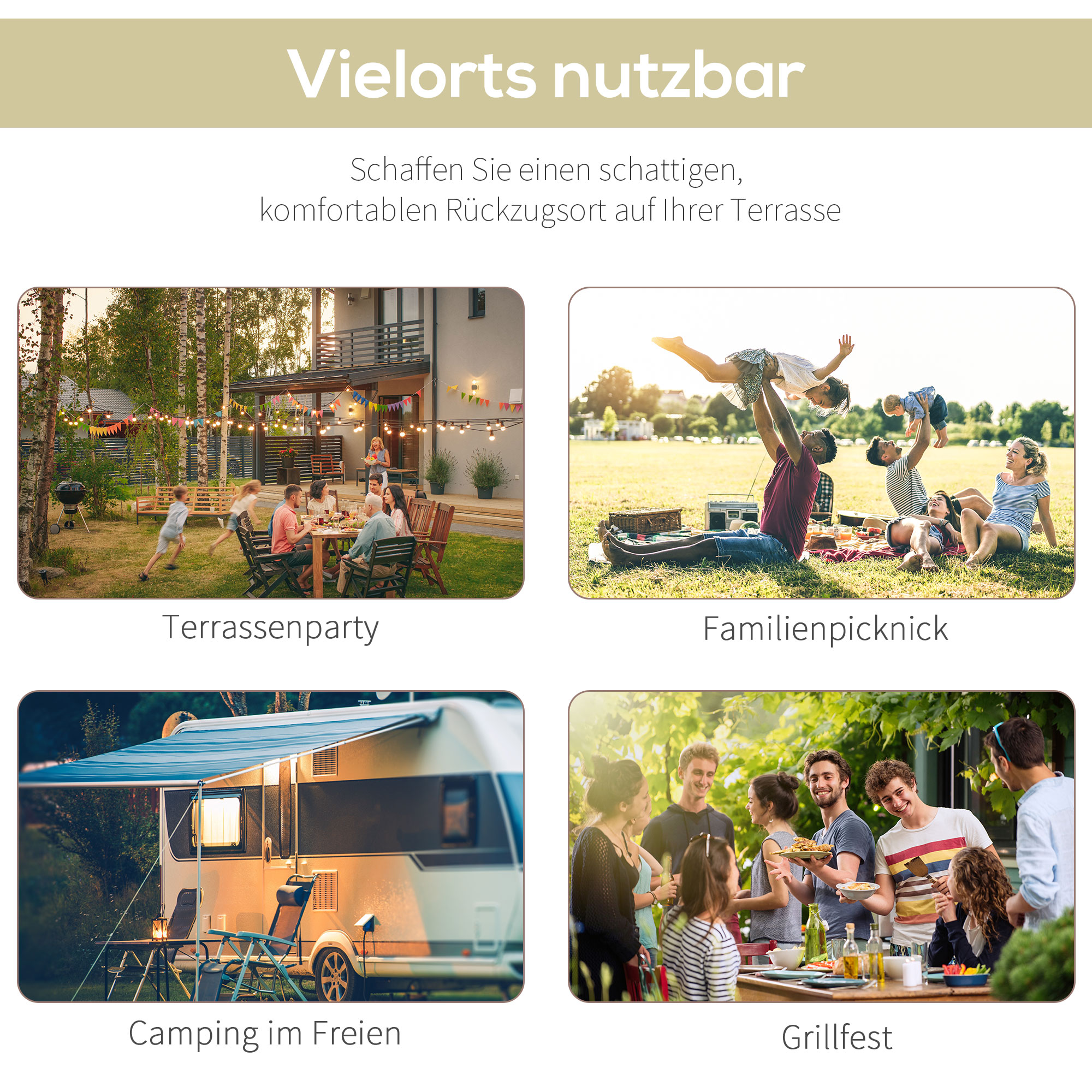 Pavillon mit klappbarer Dacherweiterung wetterfest 3 x 2,5 m Cremeweiß