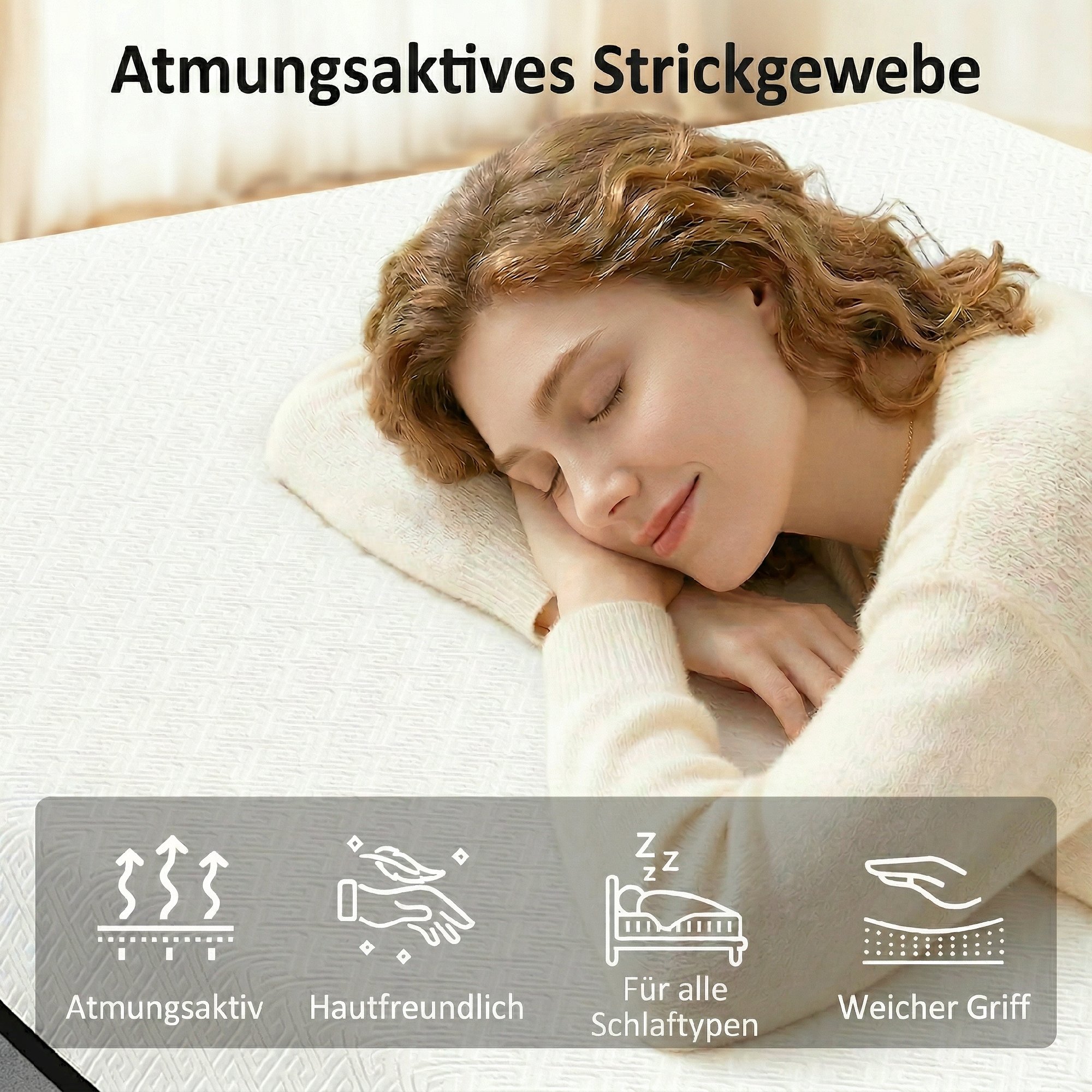 Matratze Taschenfederkernmatratze mit Memory-Schaumstoff grünem Tee H3 Härtegrad Oeko-TEX & CertiPUR 200x90x20 cm Grau