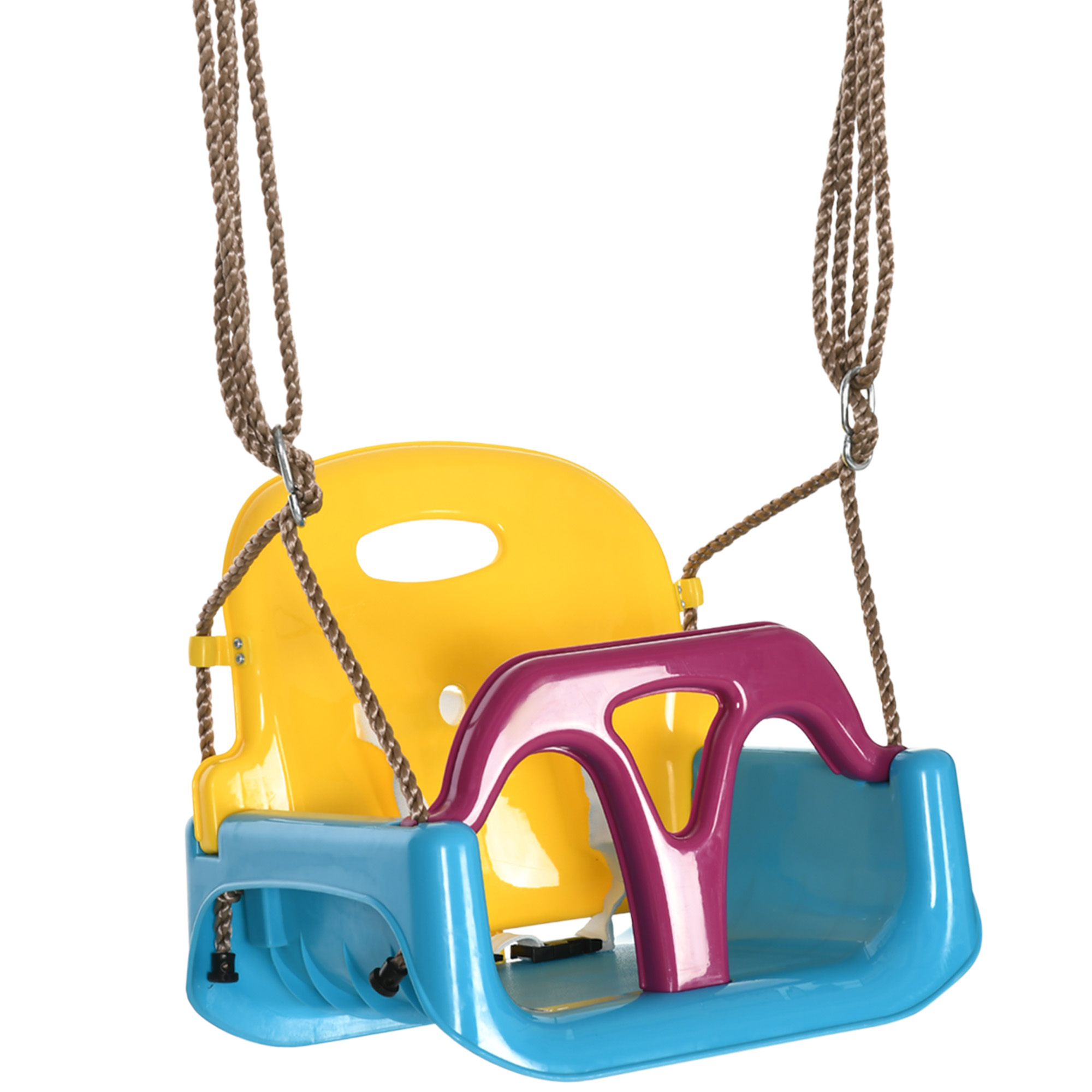 3-in-1 Kinderschaukel, höhenverstellbar, abnehmbare Rücklehne, für In- und Outdoor, blau+gelb, 42 x 33 x 180 cm 3-in-1 Kinderschaukel, höhenverstellbar, abnehmbare Rücklehne, für In- und Outdoor, blau+gelb, 42 x 33 x 180 cm