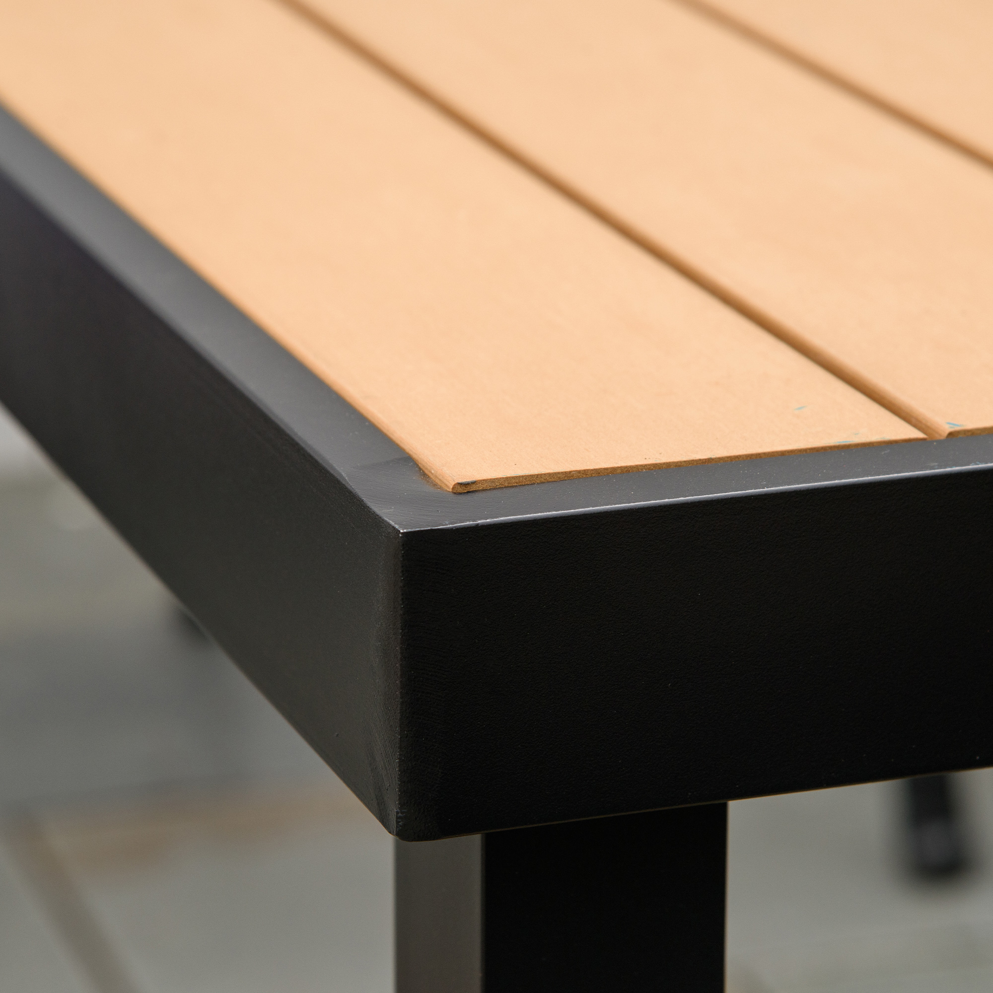 Gartentisch für 6 Personen Esstisch Aluminiumtisch Gartenmöbel Loungemöbel pflegeleicht Kunststoff Natur+Schwarz 140 x 90 x 74 cm