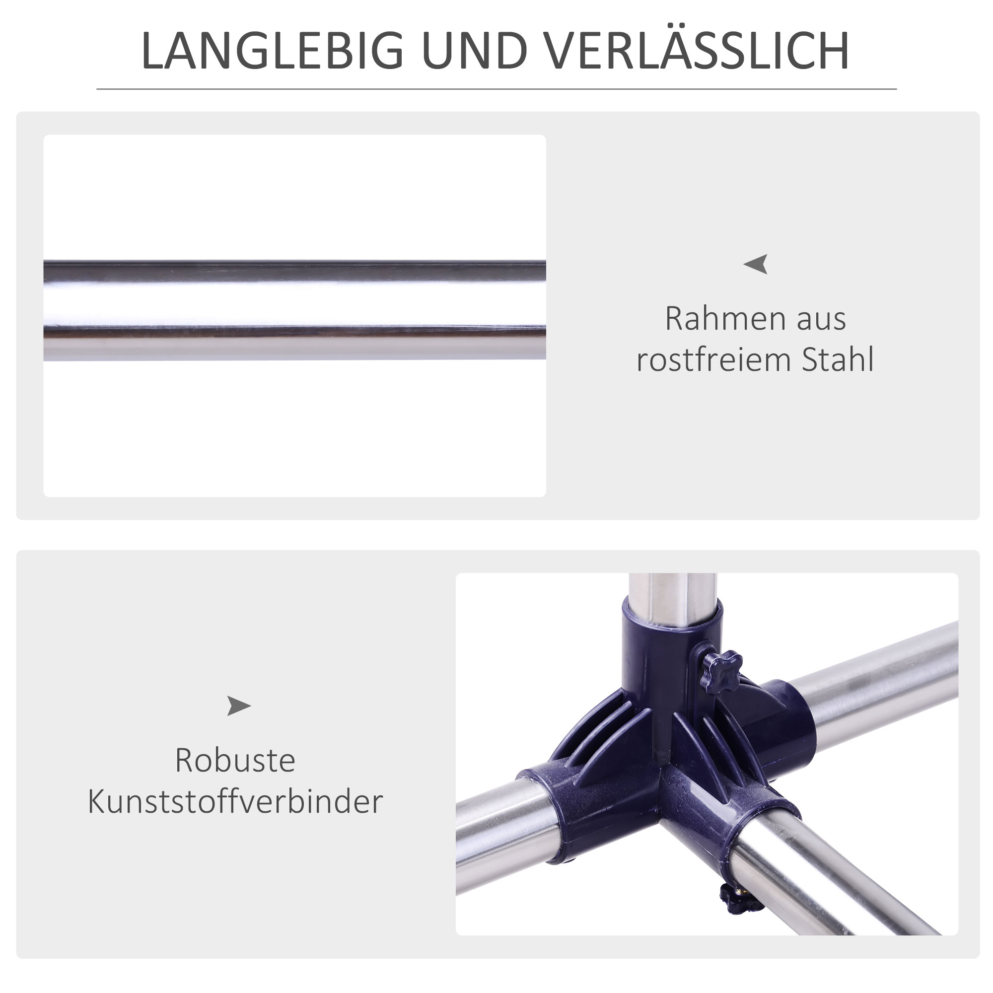 Garderobenständer Kleiderständer mit Rollen Höhenverstellbare und Ausziehbare Kleiderstange Wäscheständer Freistehender Garderobe für Eingangsbereich Edelstahl 86 x 45 x 95 cm