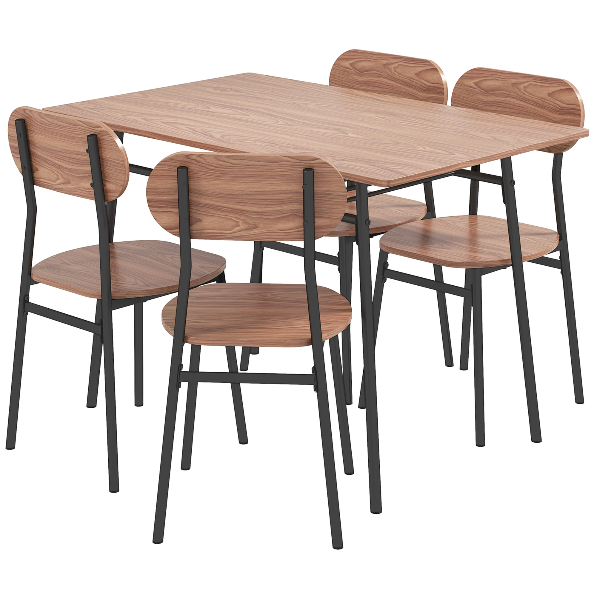 Essgruppe Tisch mit Stühlen Esszimmertisch, Industriedesign, 110 cm x 70 cm x 75 cm, Braun Essgruppe Tisch mit Stühlen Esszimmertisch, Industriedesign, 110 cm x 70 cm x 75 cm, Braun