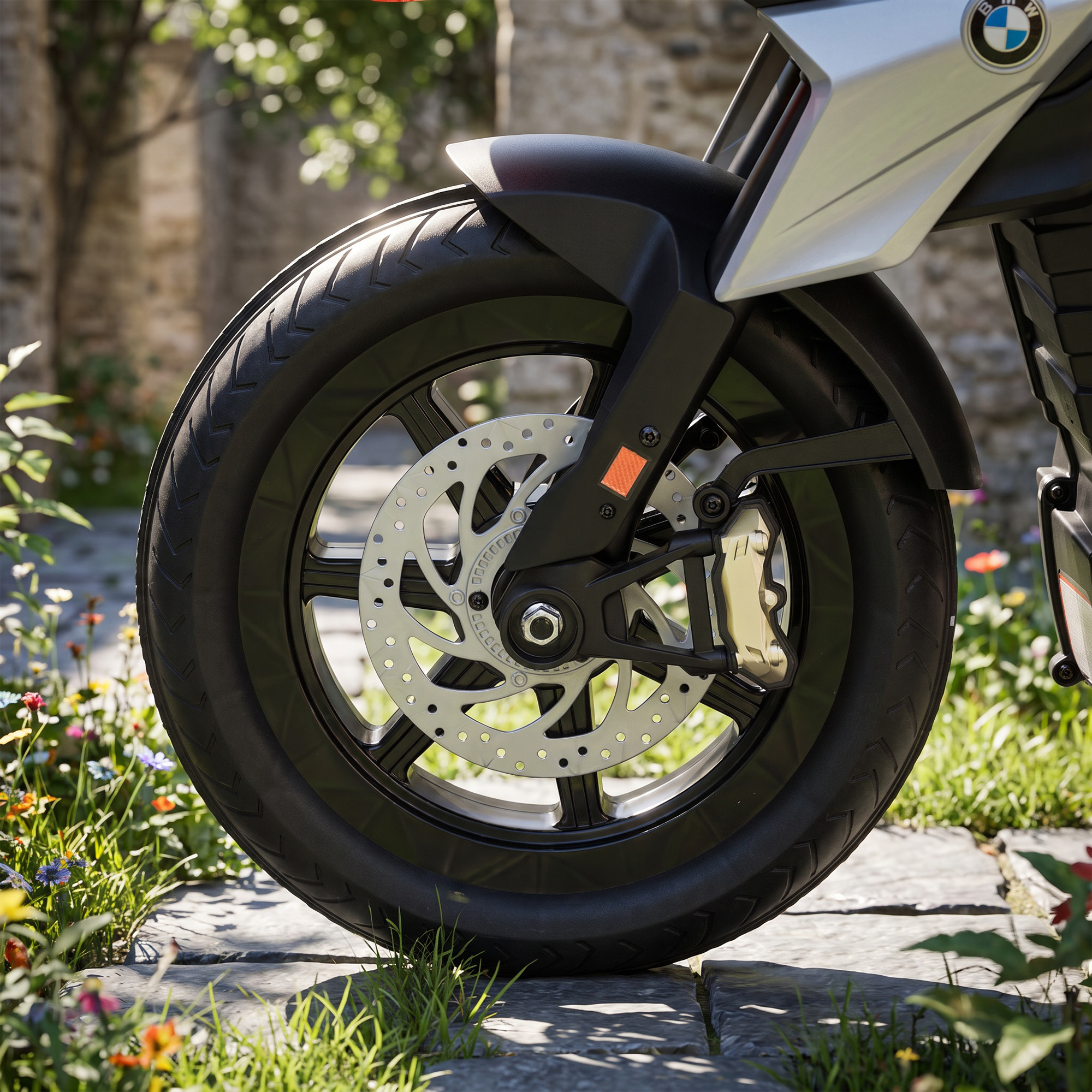 Elektro Motorrad Kinder BMW 12V Kinder Motocross mit Lithium Akku 35W Motor Drehgasgriff Stützrädern PU-Sitz bis 6km/h