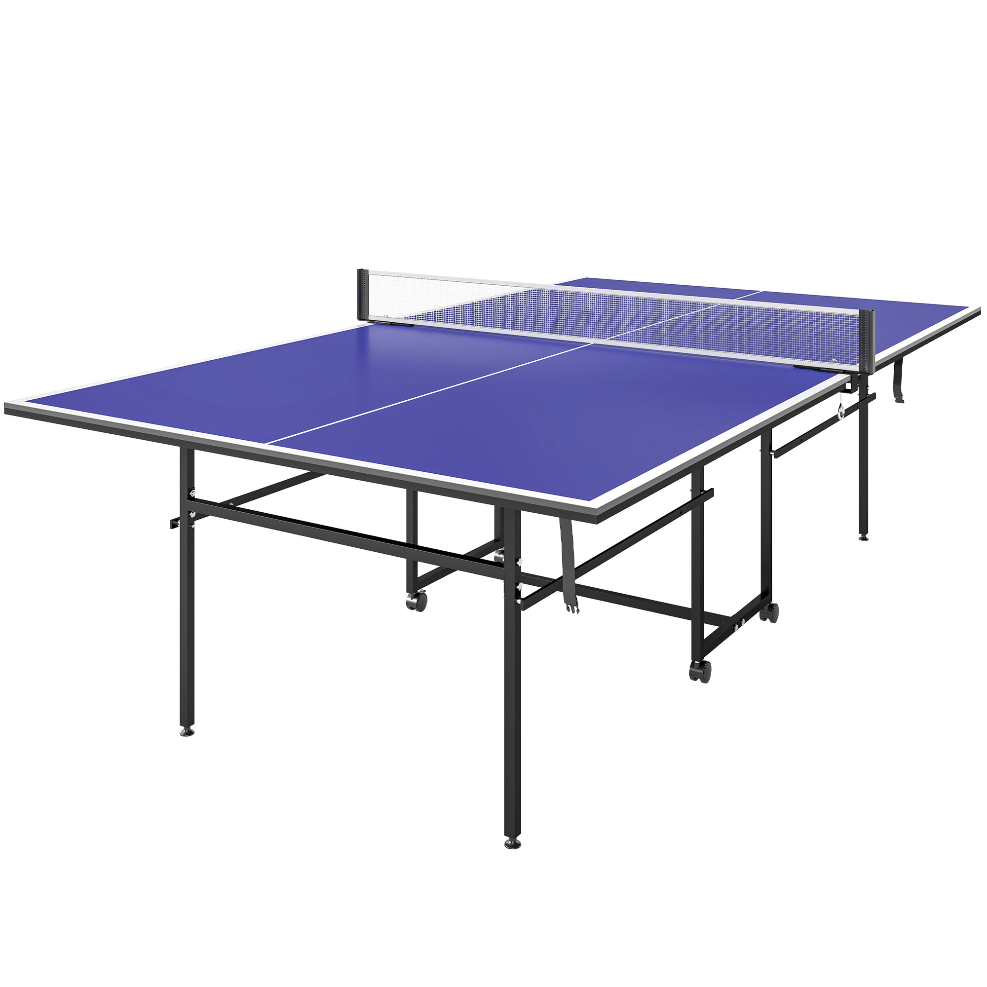 Tischtennisplatte, klappbar, mobil, 2 Schläger, 3 Bälle, Metallrahmen, 274x152,5x76 cm, Blau