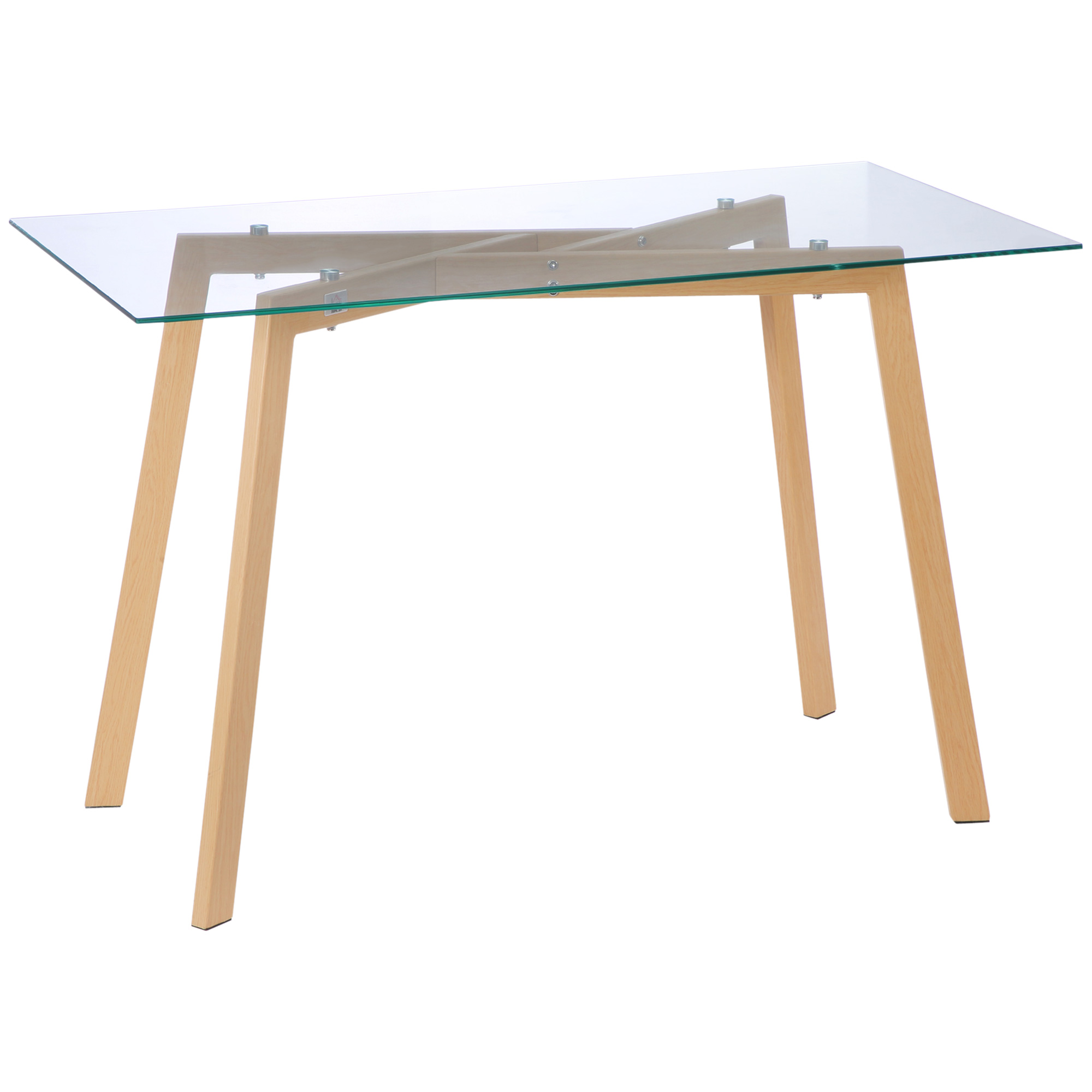 Esstisch für 4 Personen, Glasplatte, Stahlgestell, Holzoptik, 120L x 60B x 76H cm Esstisch für 4 Personen, Glasplatte, Stahlgestell, Holzoptik, 120L x 60B x 76H cm