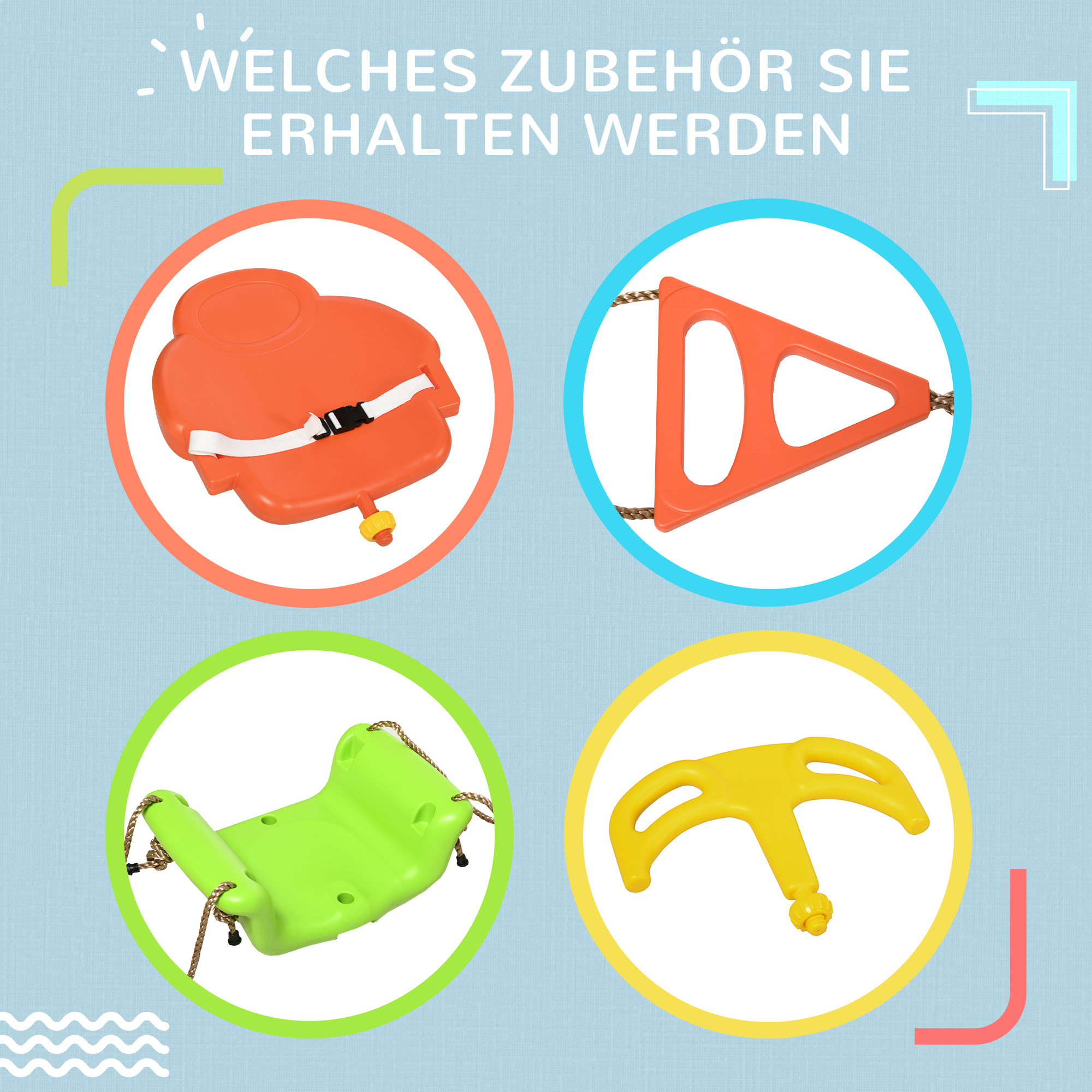 3-in-1 Babyschaukel, Sicherheitsgurt, längenverstellbare Seile, für In- und Outdoor, grün, 48 x 34 x 180 cm