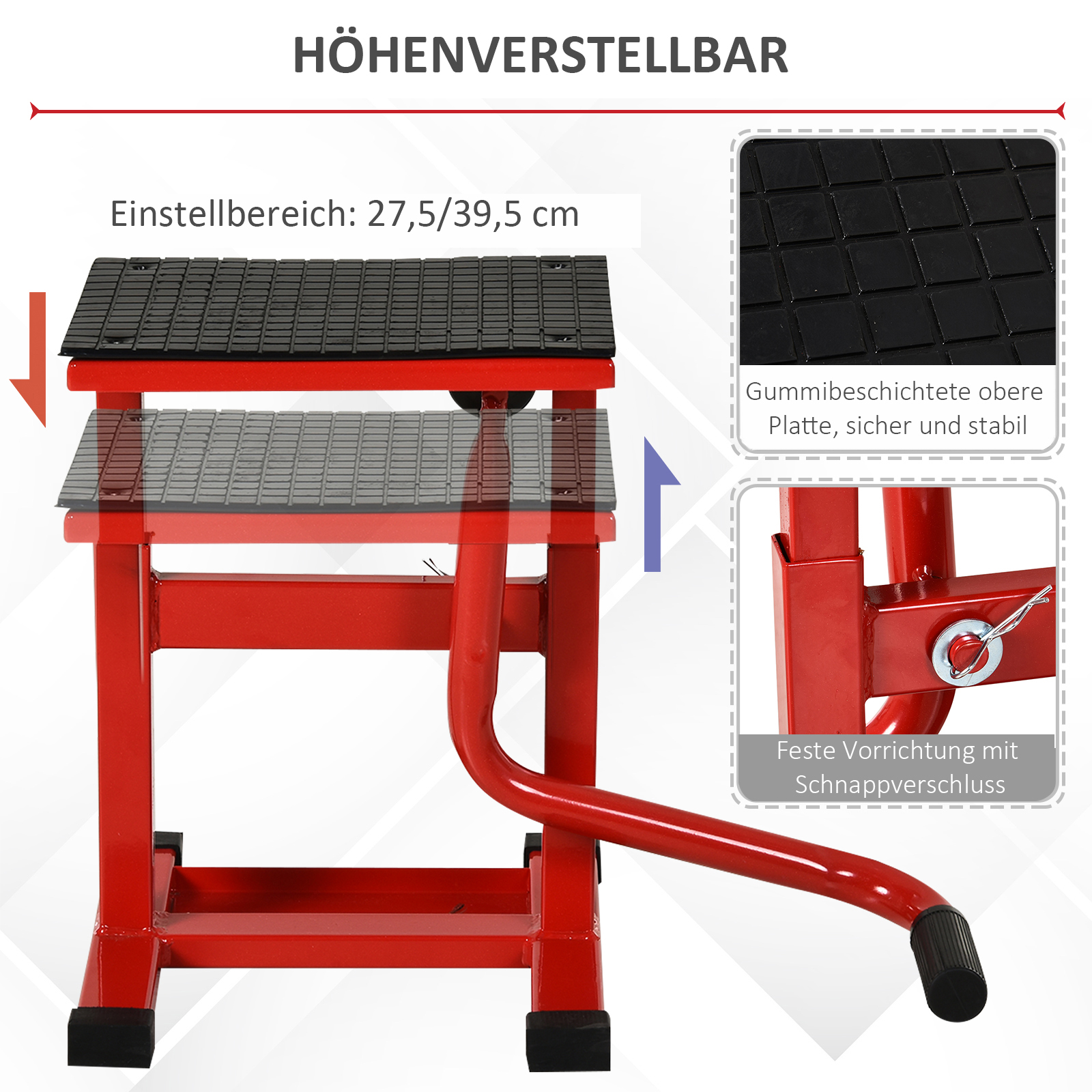 Motorradheber 150 kg Belastbar Motorradhebebühne 275/395 mm Höhenverstellbar in Garage & Außenbereichen