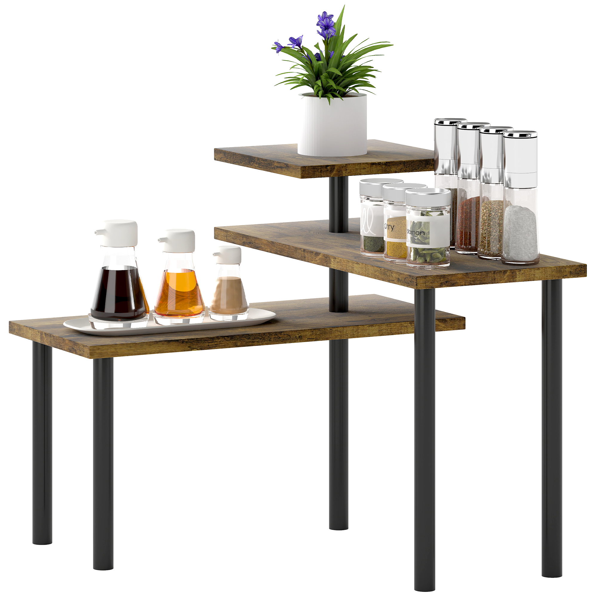 Küchenregal, Drehbar Mikrowellenregal mit 3 Ebenen, Industrielles Standregal Metall, 40 x 18 x 36,5 cm Küchenregal, Drehbar Mikrowellenregal mit 3 Ebenen, Industrielles Standregal Metall, 40 x 18 x 36,5 cm