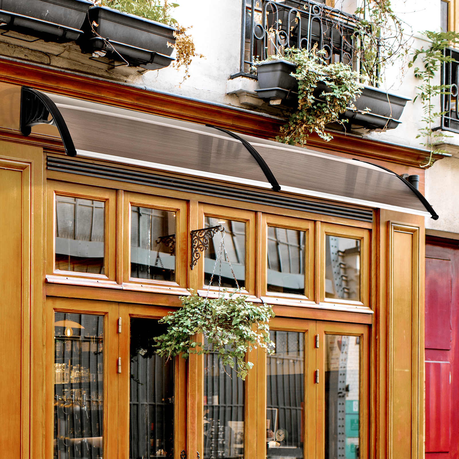 Vordach Schutzdach. 75 x 195 x 23 cm, UV-Beständig, Wasserbeständig, Braun